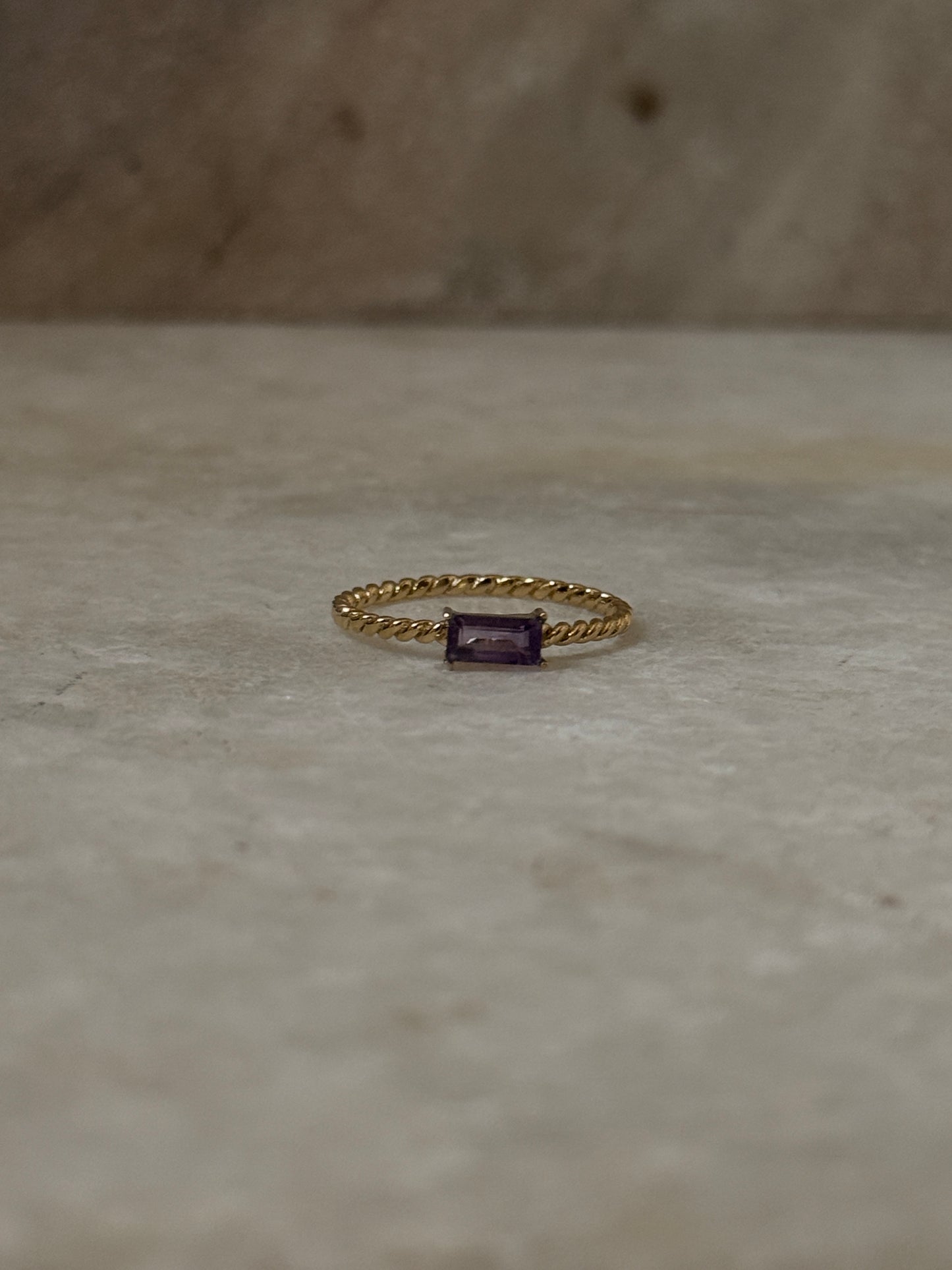 Gold Vermeil Amethyst Baguette Cut 925 Sterling Silver Ring  