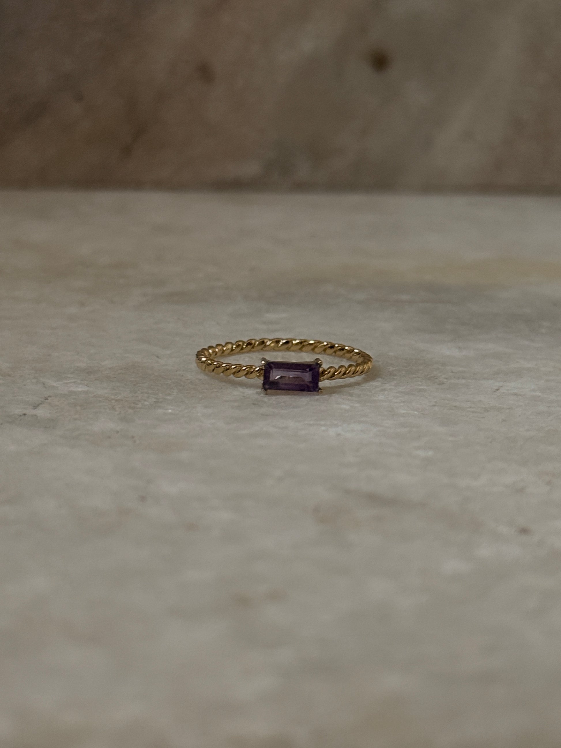 Gold Vermeil Amethyst Baguette Cut 925 Sterling Silver Ring  