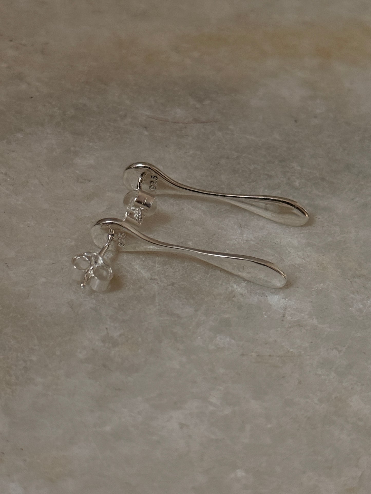 Organic Shaped Melted Silver Stud Earrings  