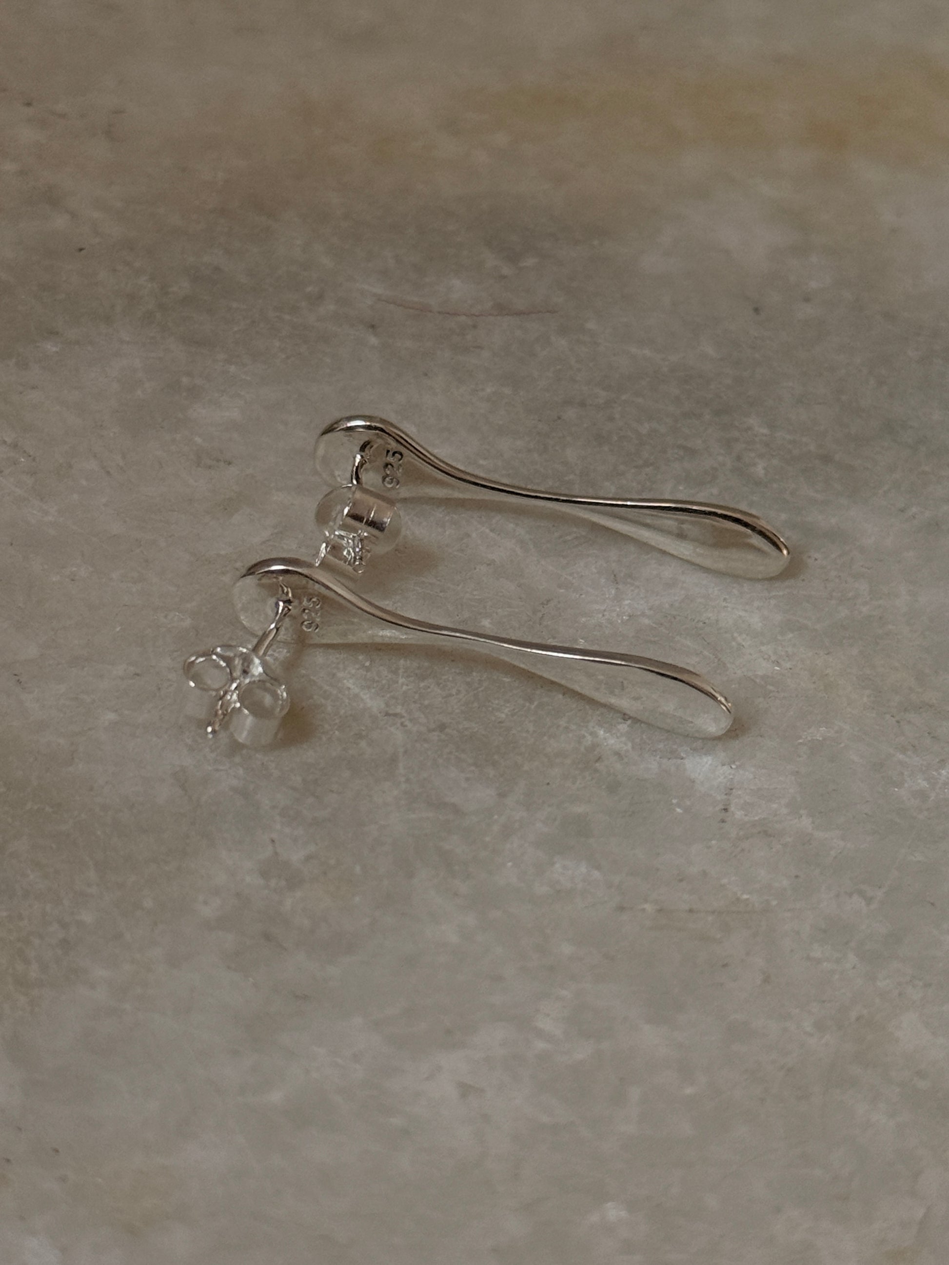 Organic Shaped Melted Silver Stud Earrings  