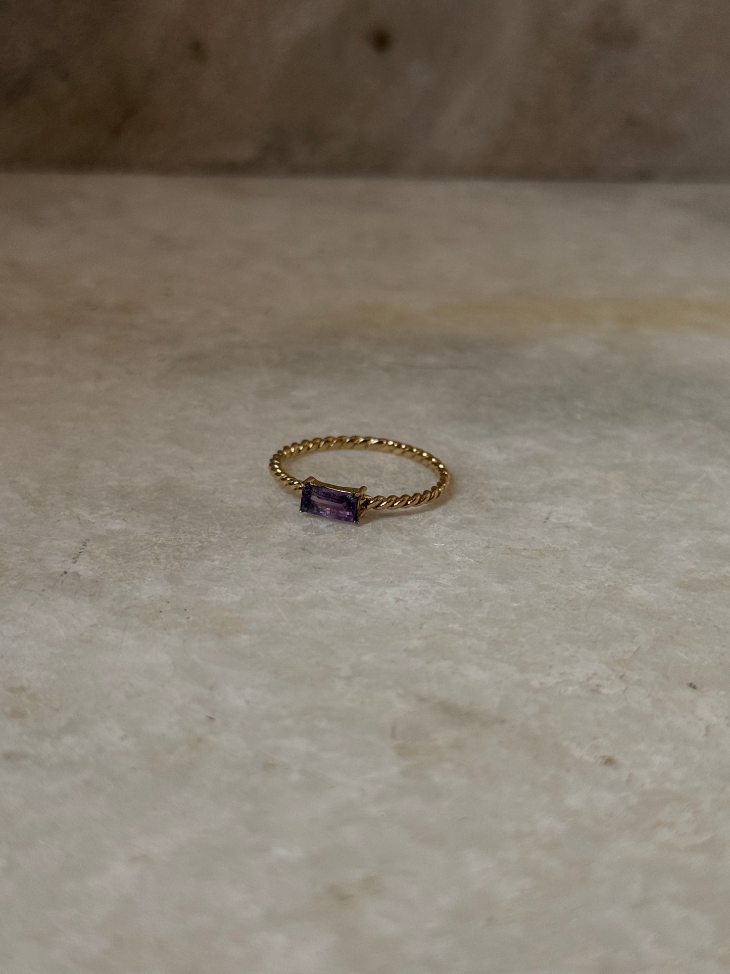 Elegant Gold Vermeil Amethyst Rope Band Ring for Women  