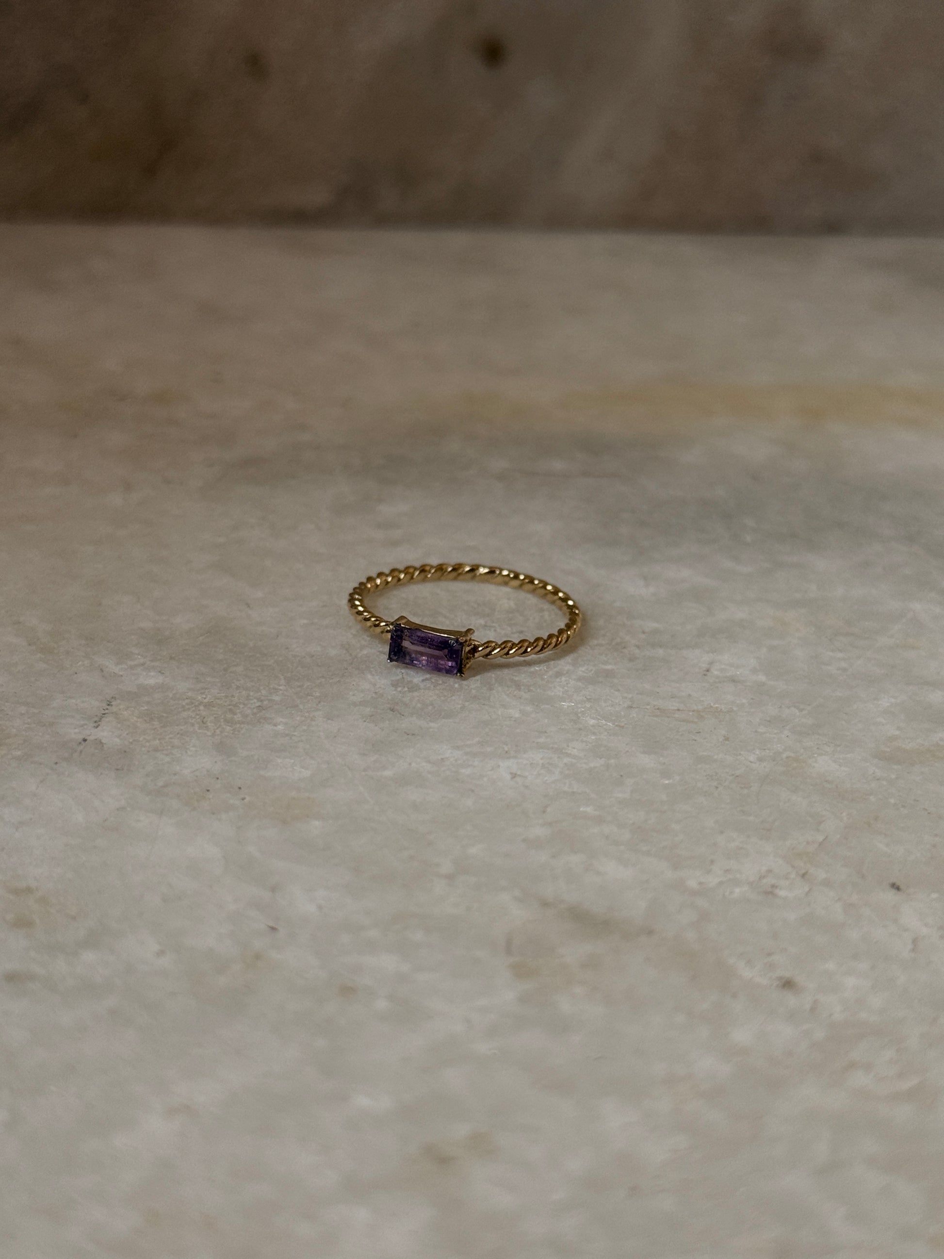 Elegant Gold Vermeil Amethyst Rope Band Ring for Women  