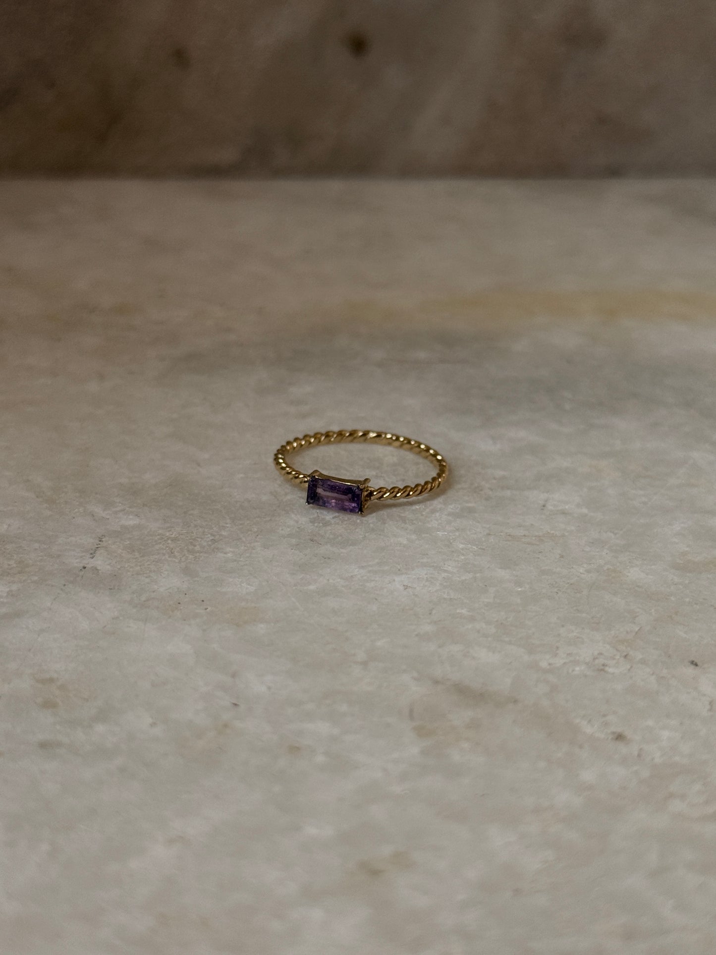 Handmade Gold Vermeil Rope Band Ring with Amethyst