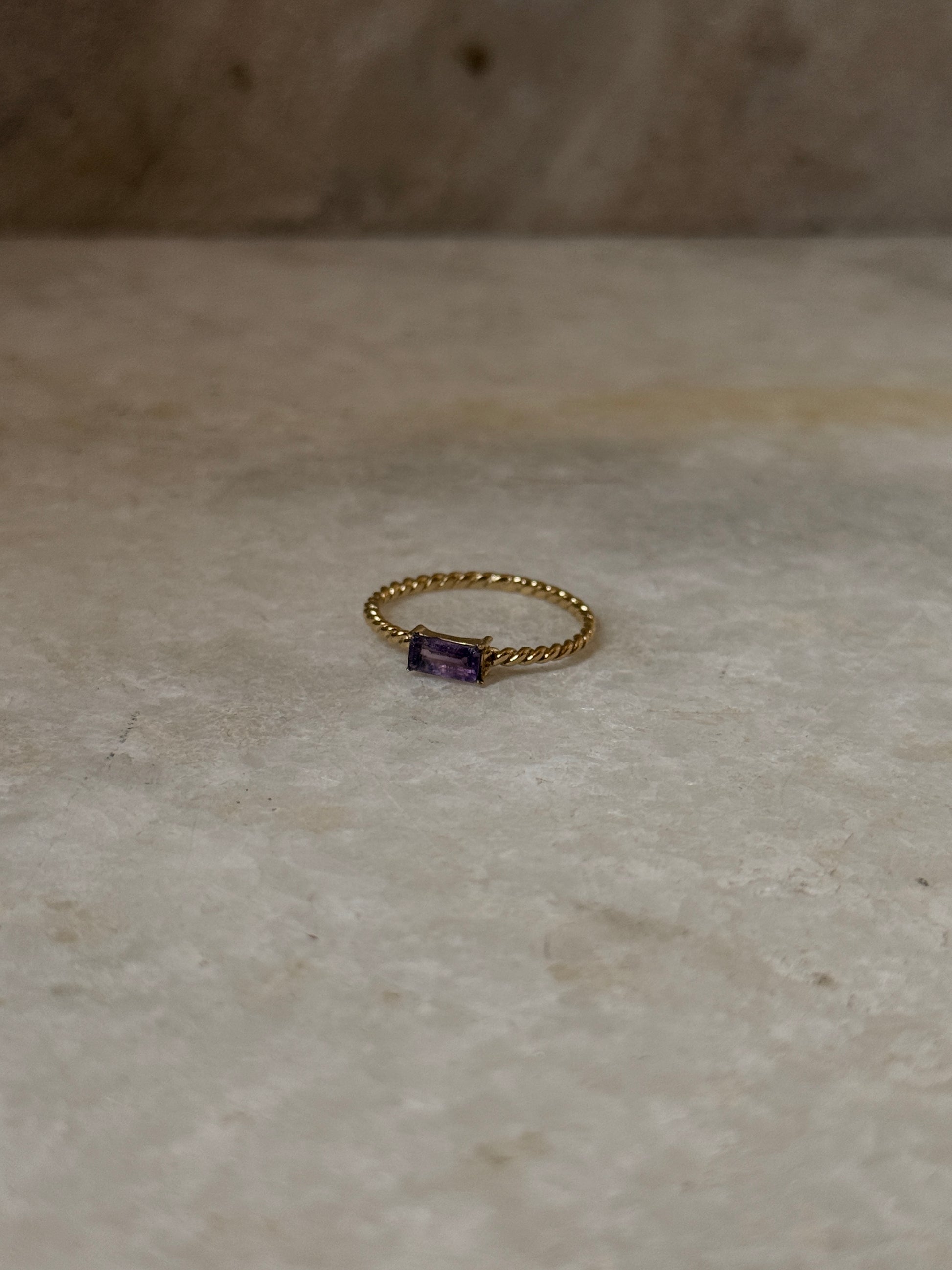 Handmade Gold Vermeil Rope Band Ring with Amethyst