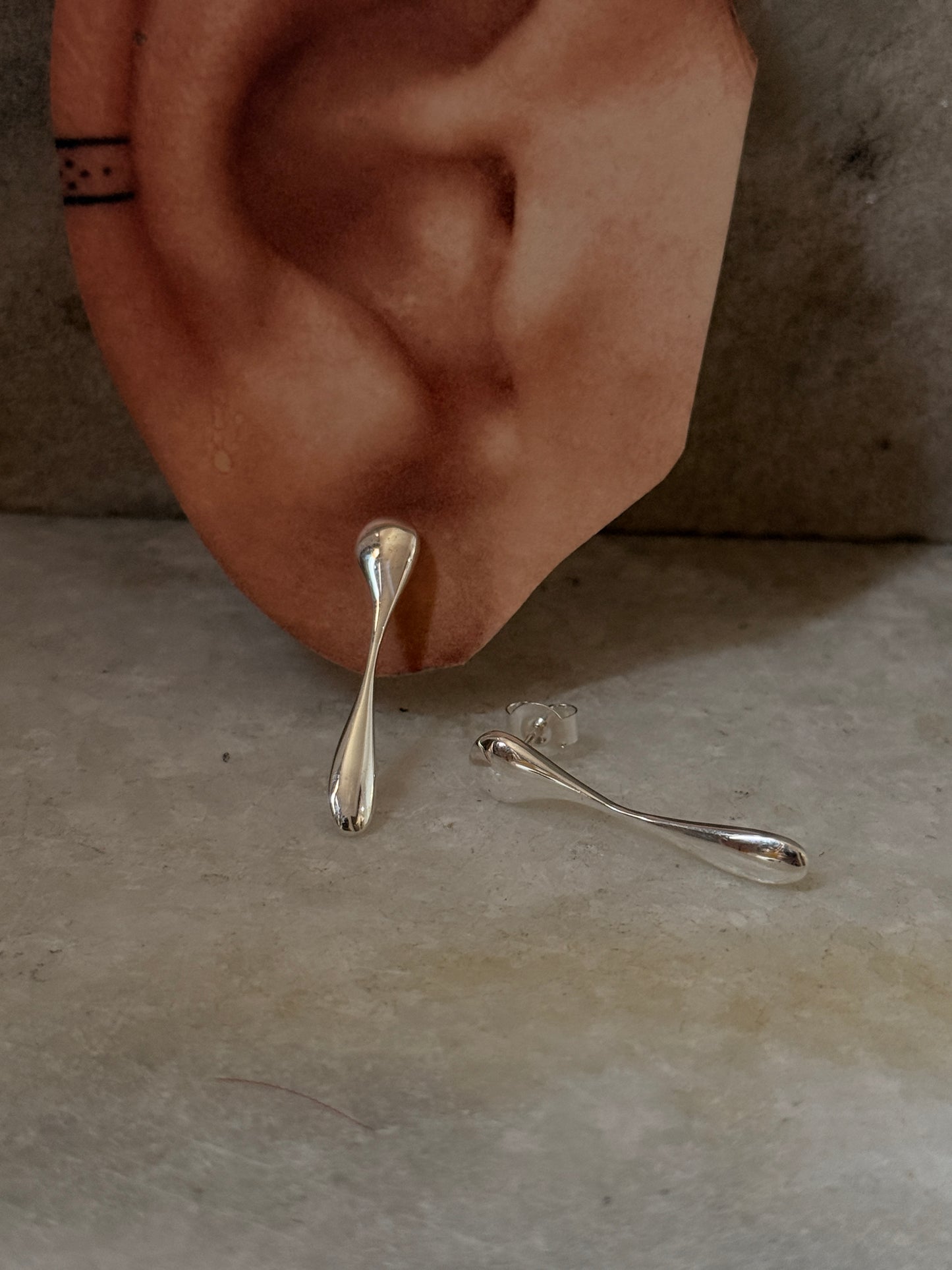 Melted Drops 925 Sterling Silver Stud Earrings  