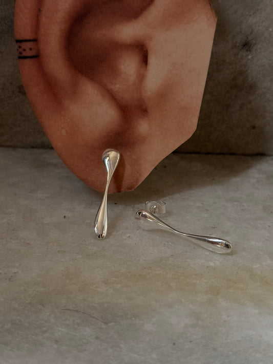 Melted Drops 925 Sterling Silver Stud Earrings  