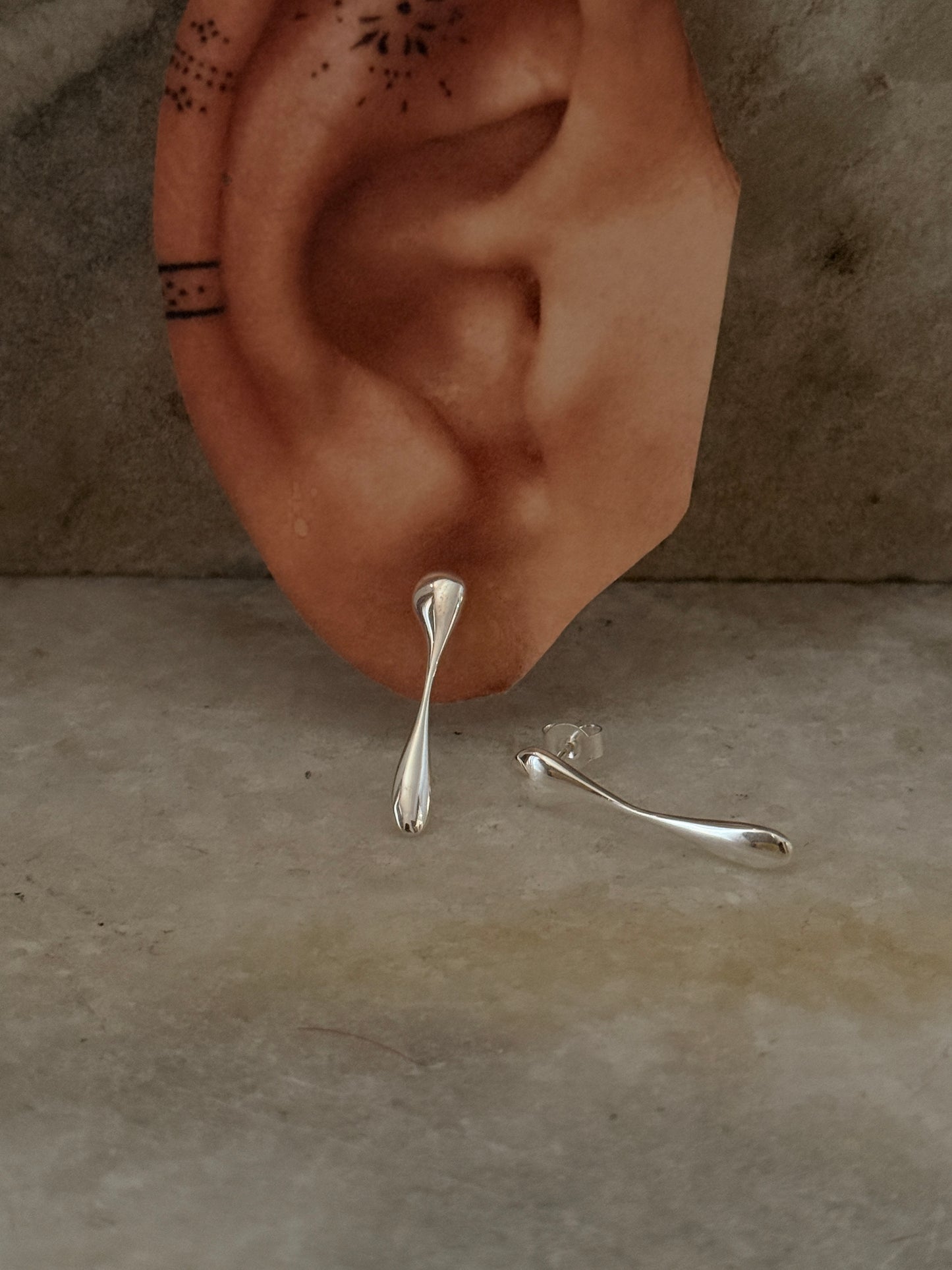 Unique Handmade Melted Drop Silver Earrings  
