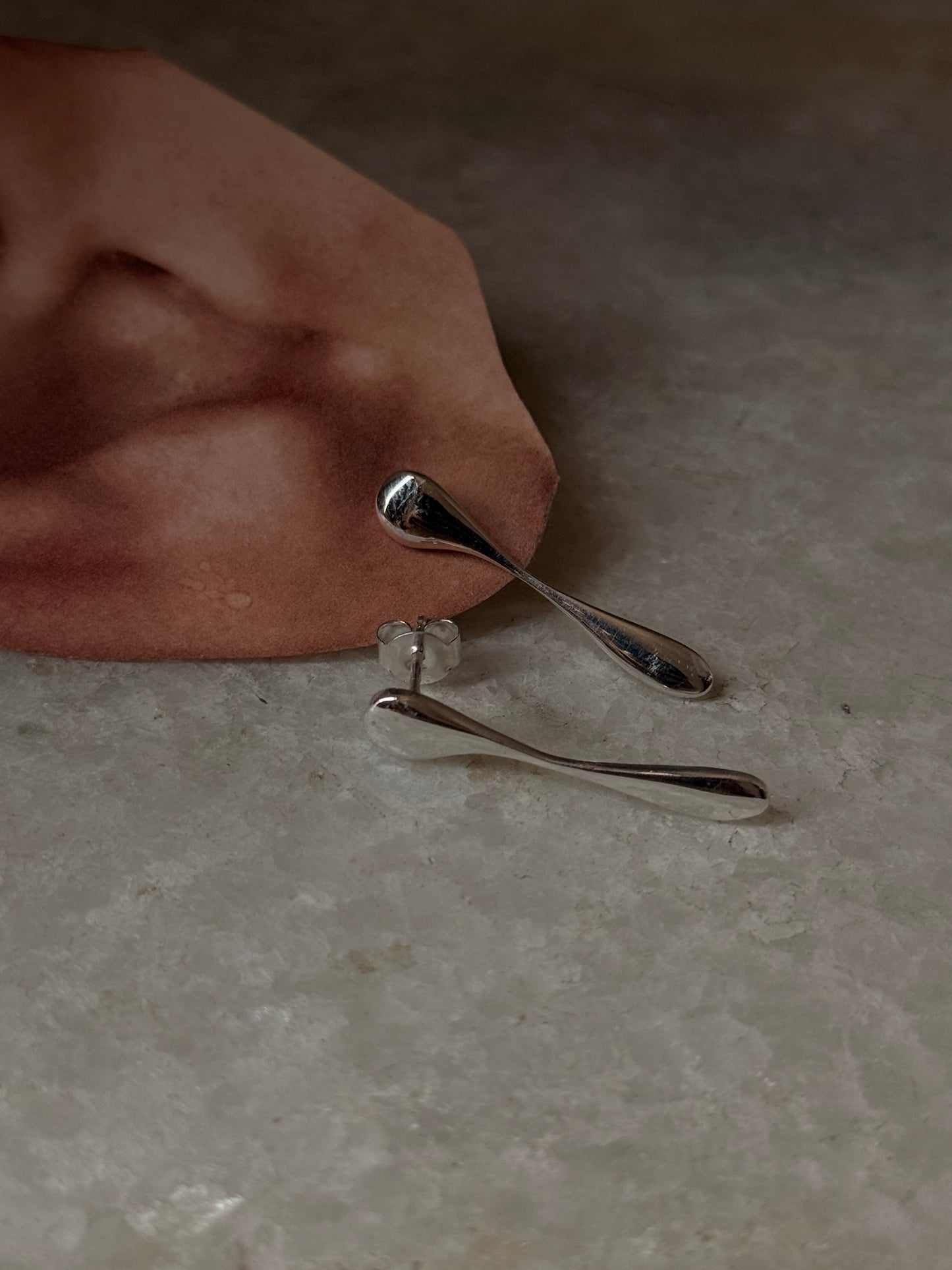 Contemporary Silver Studs with Melted Drop Texture