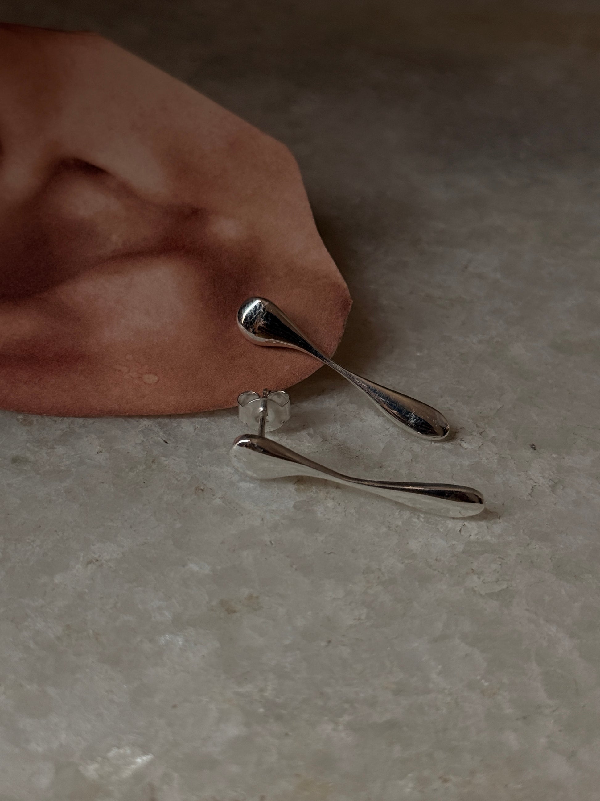 Contemporary Silver Studs with Melted Drop Texture