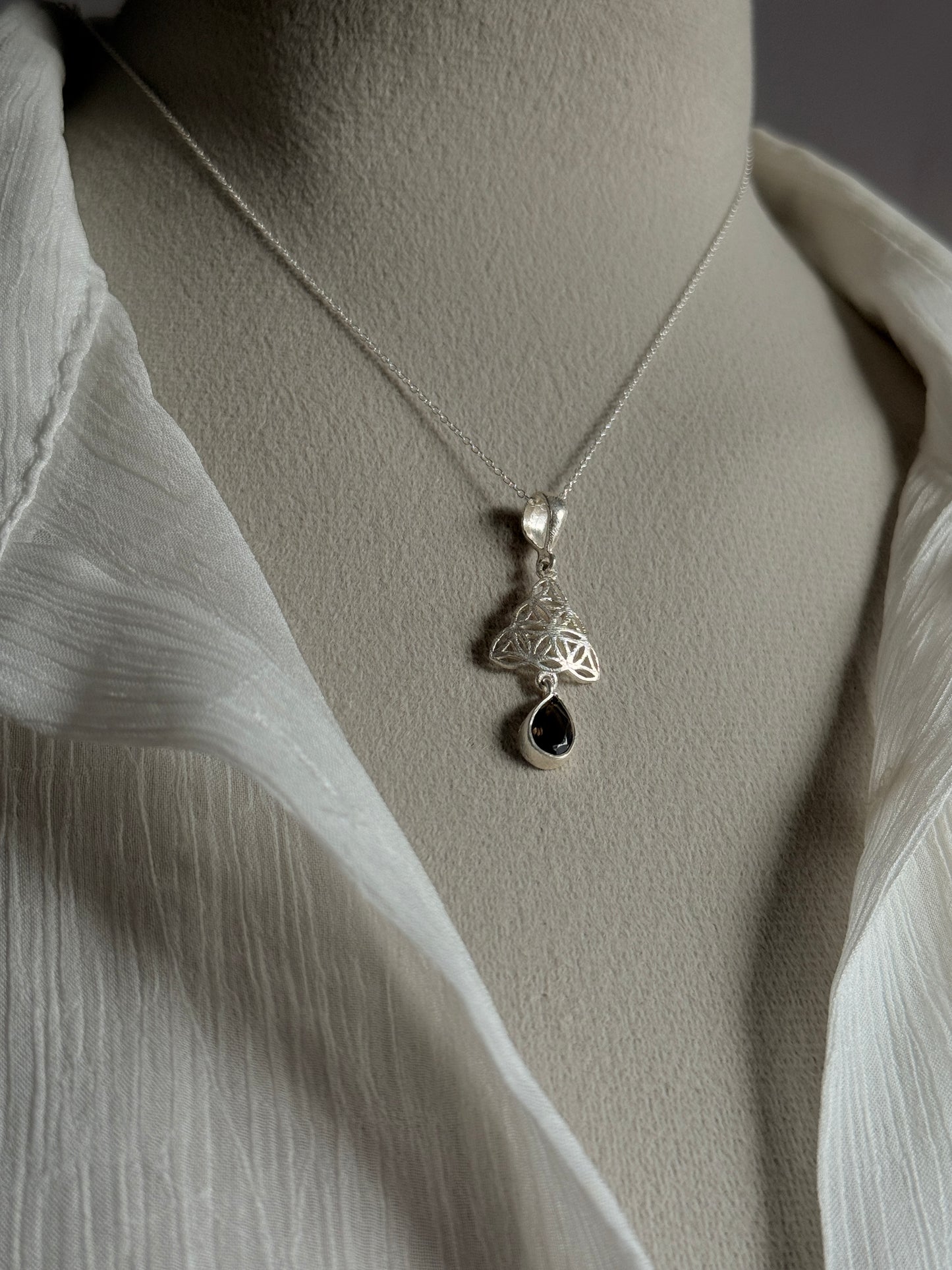 Smokey Quartz Celtic Knot 925 Sterling Silver Pendant