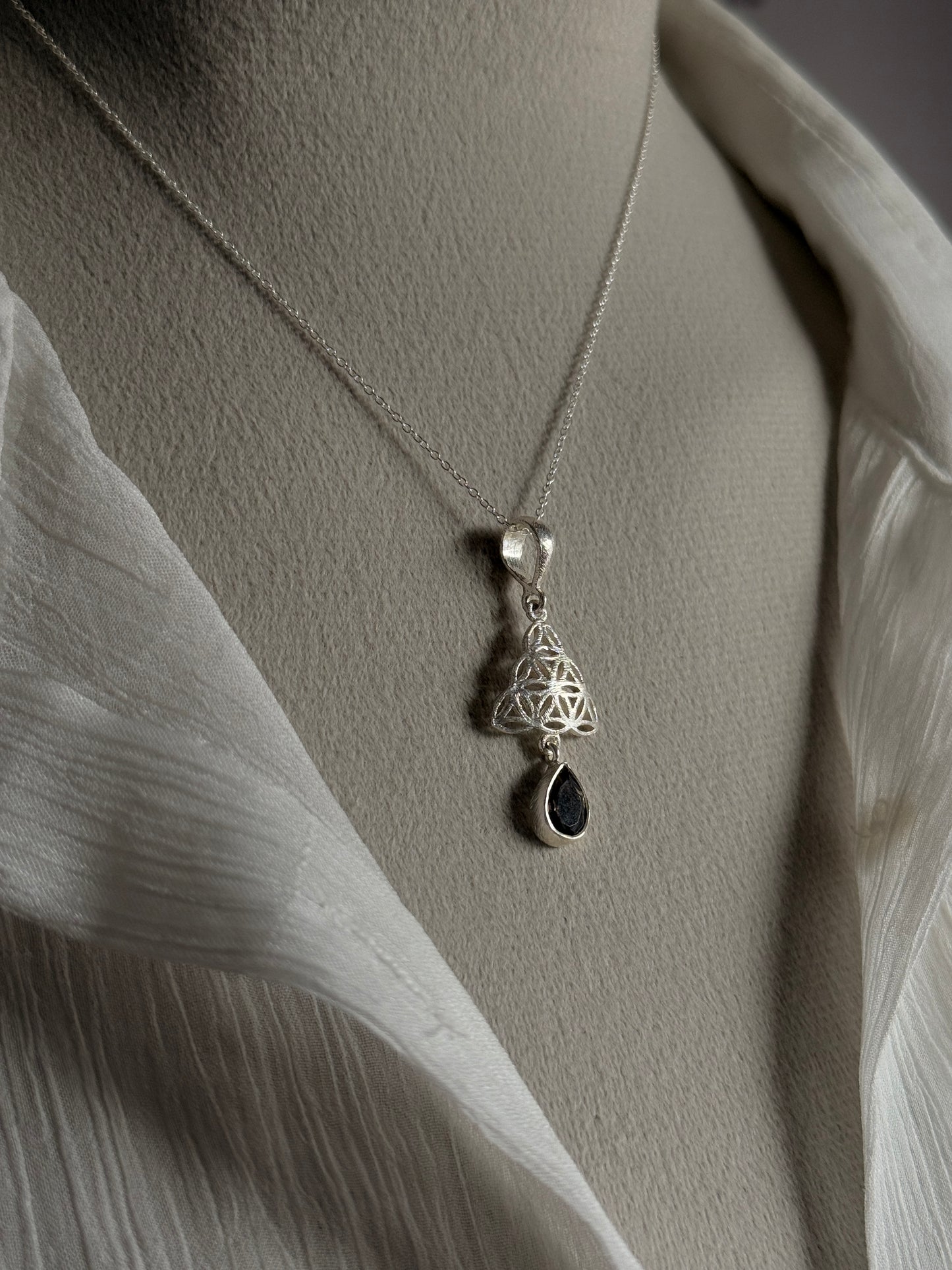 Smokey Quartz Celtic Knot 925 Sterling Silver Pendant