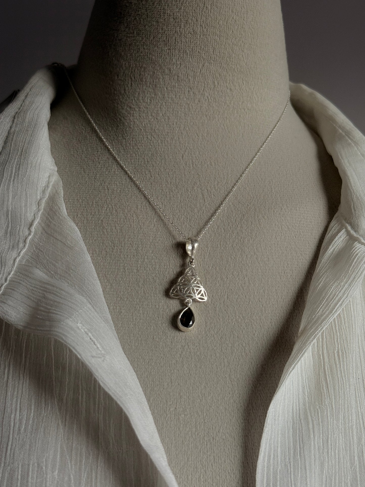 Smokey Quartz Celtic Knot 925 Sterling Silver Pendant