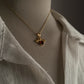 Gold Vermeil Garnet Bee 925 Sterling Silver Necklace