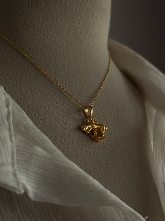 Gold Vermeil Citrine Bee 925 Sterling Silver Necklace