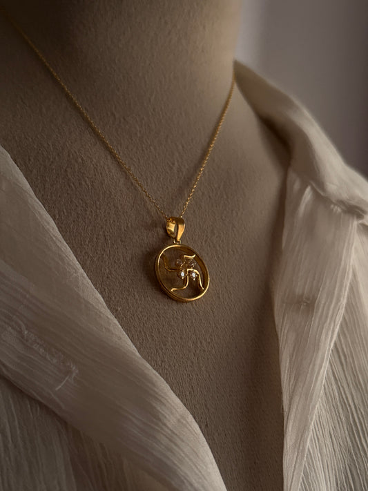 Gold Plated Swastik 925 Sterling Silver Pendant