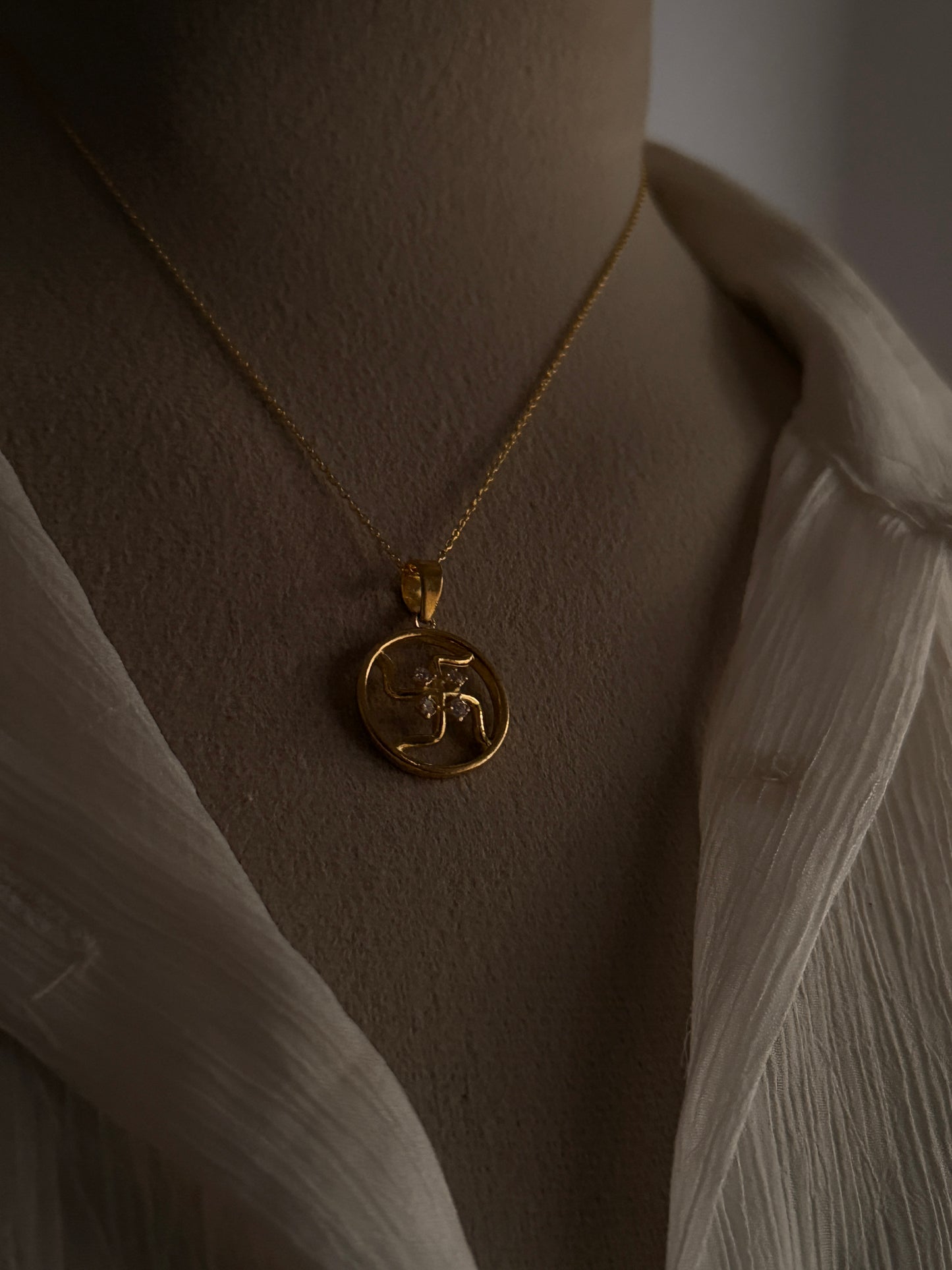 Gold Plated Swastik 925 Sterling Silver Pendant