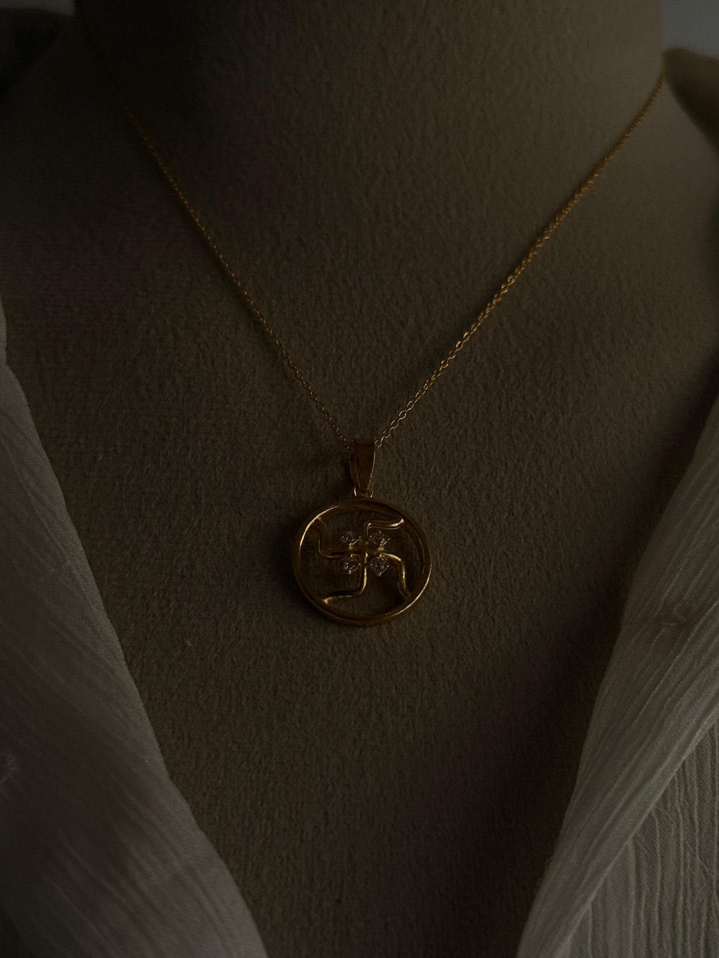 Gold Plated Swastik 925 Sterling Silver Pendant