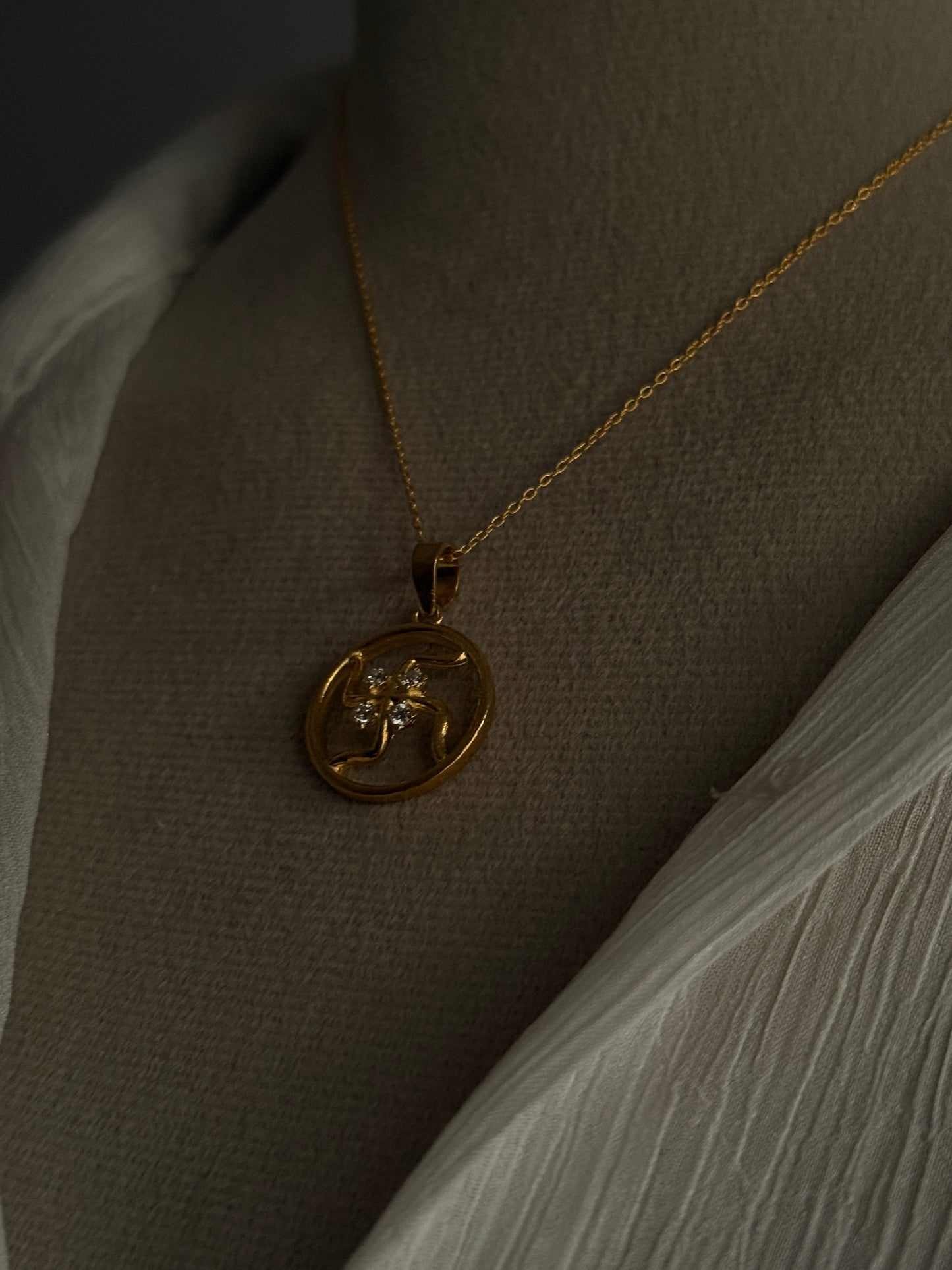 Gold Plated Swastik 925 Sterling Silver Pendant