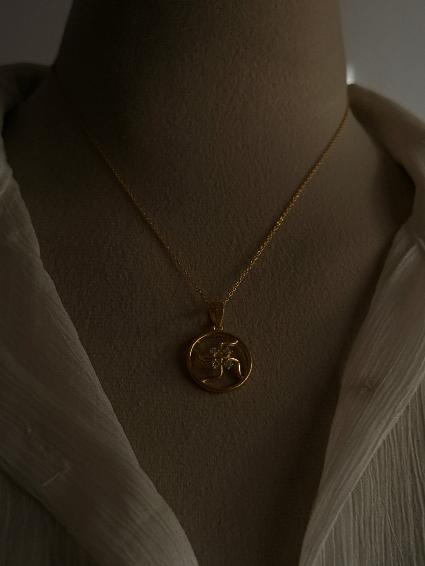 Gold Plated Swastik 925 Sterling Silver Pendant