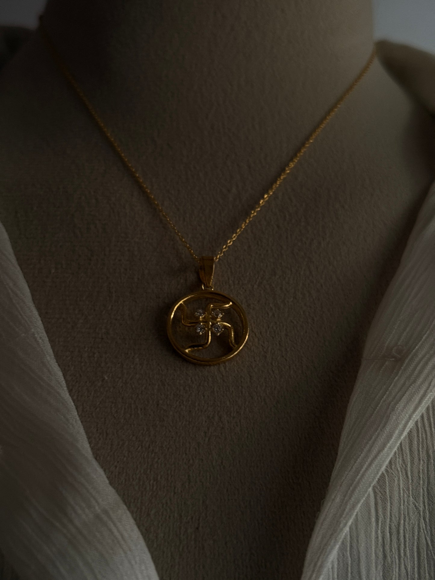 Gold Plated Swastik 925 Sterling Silver Pendant