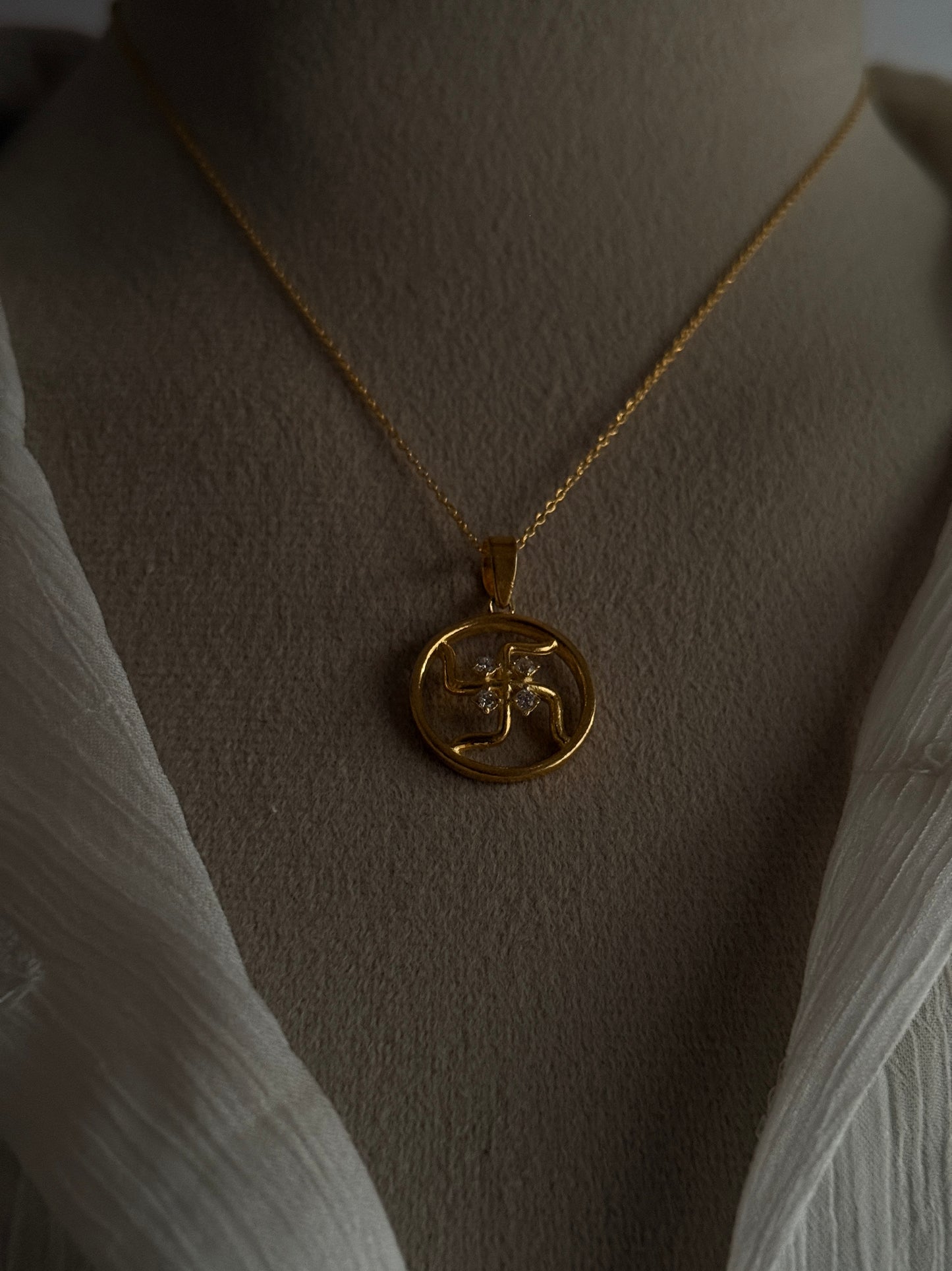 Gold Plated Swastik 925 Sterling Silver Pendant