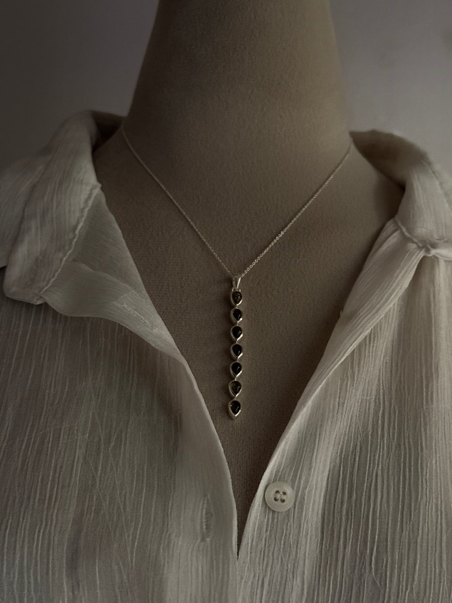 Green Tourmaline Pear Straight 925 Sterling Silver Pendant