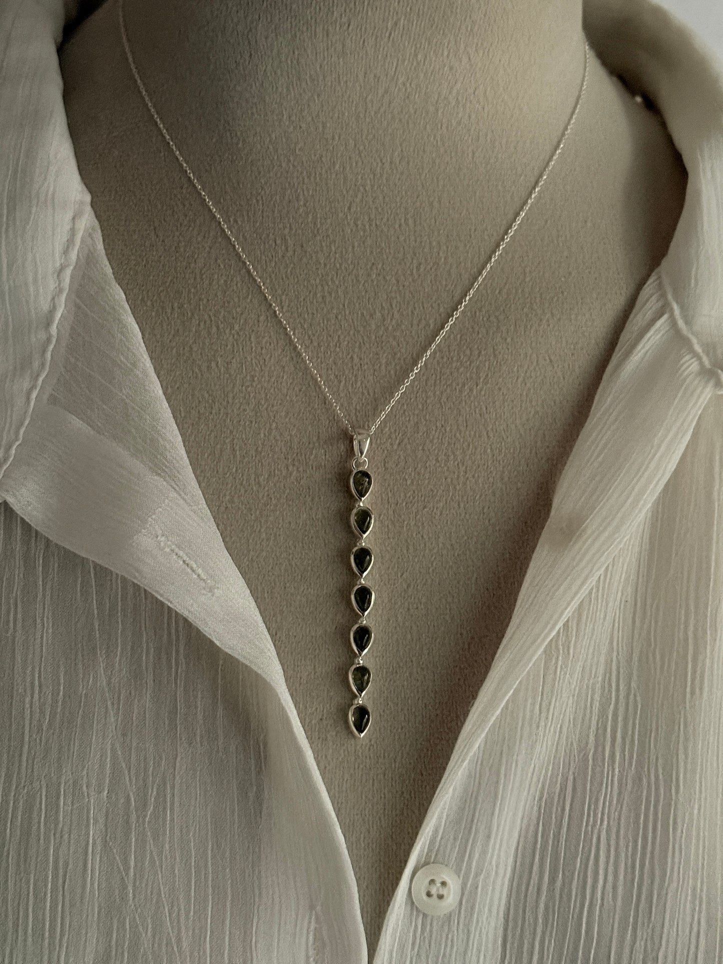 Green Tourmaline Pear Straight 925 Sterling Silver Pendant