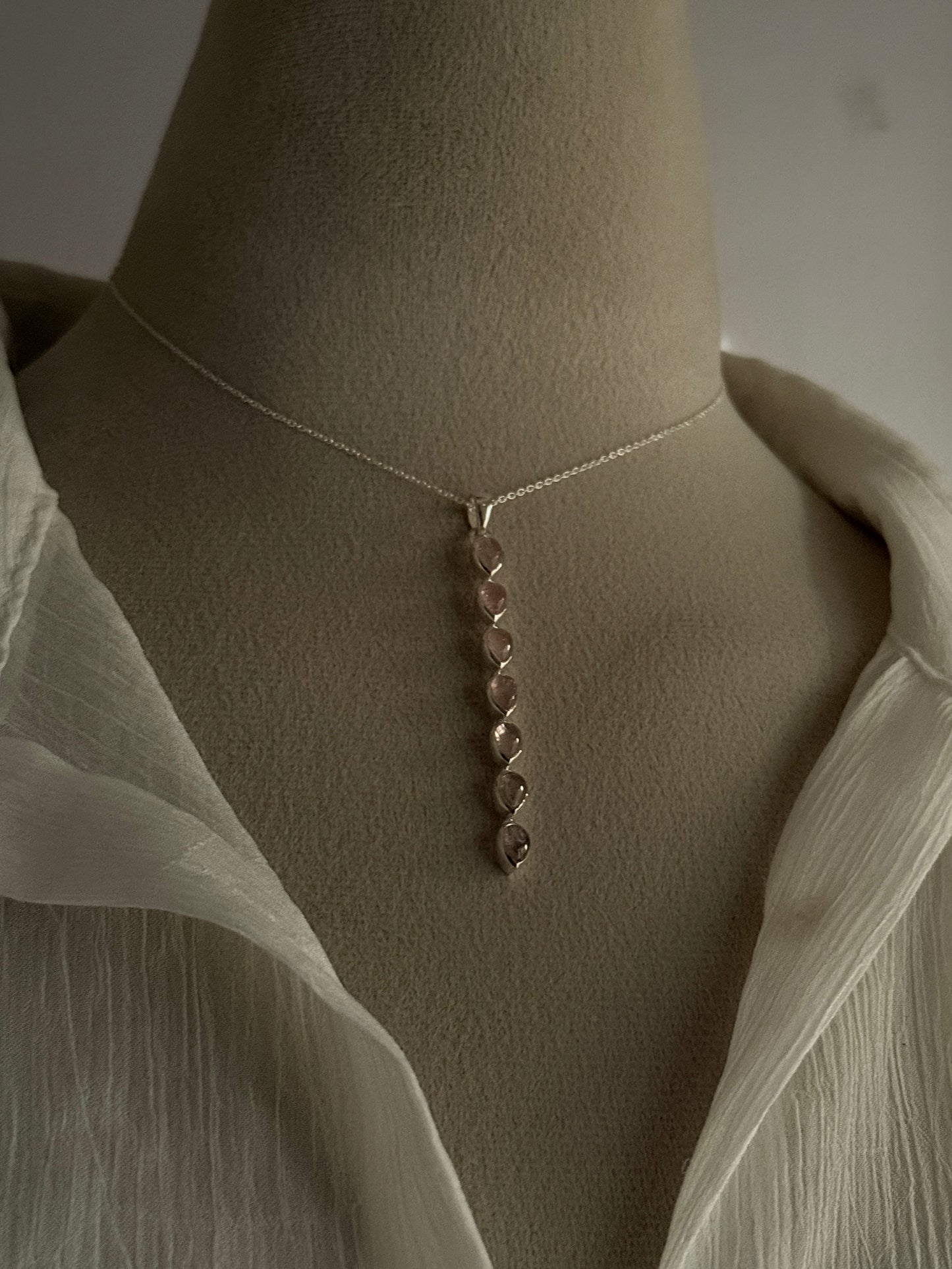 Pink Tourmaline Pear Straight 925 Sterling Silver Pendant