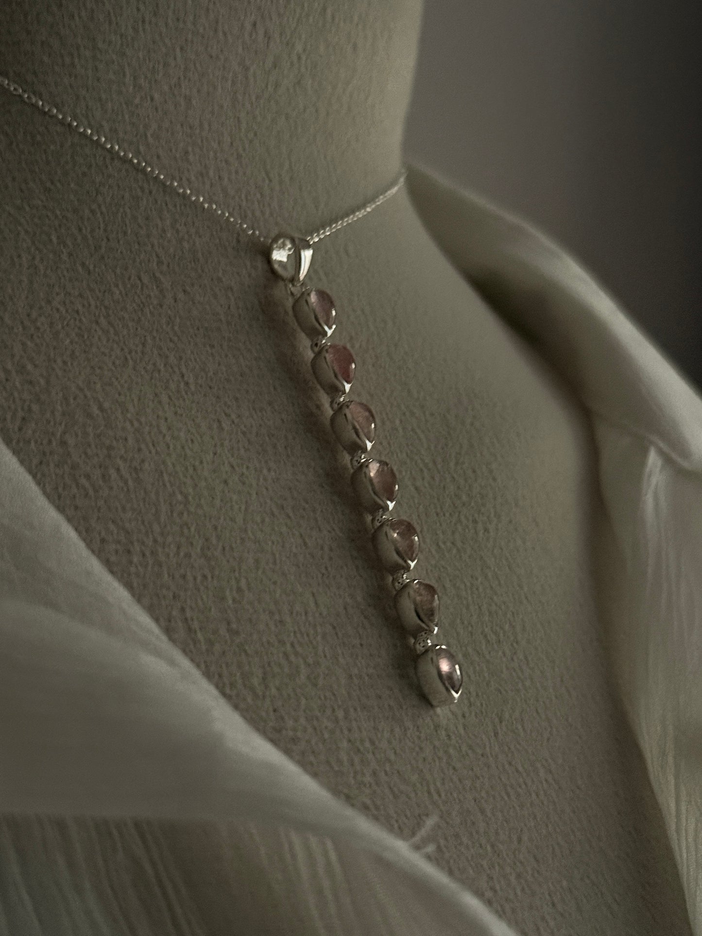 Pink Tourmaline Pear Straight 925 Sterling Silver Pendant