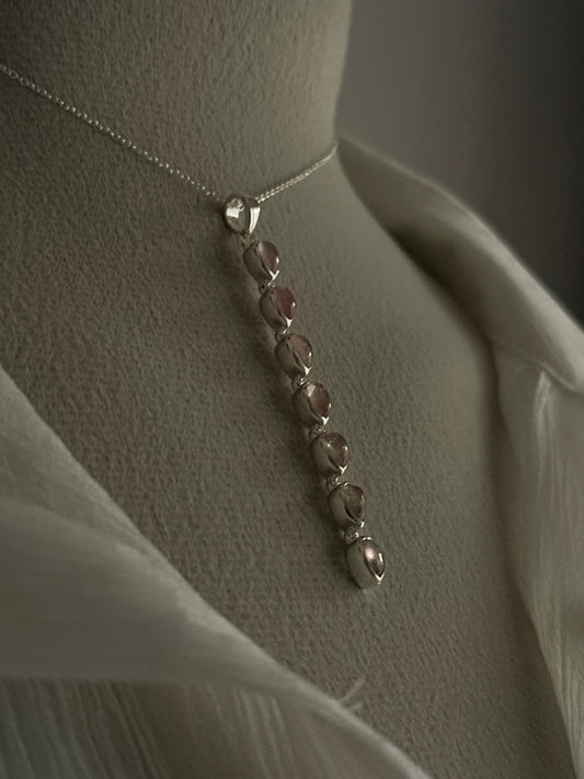 Pink Tourmaline Pear Straight 925 Sterling Silver Pendant