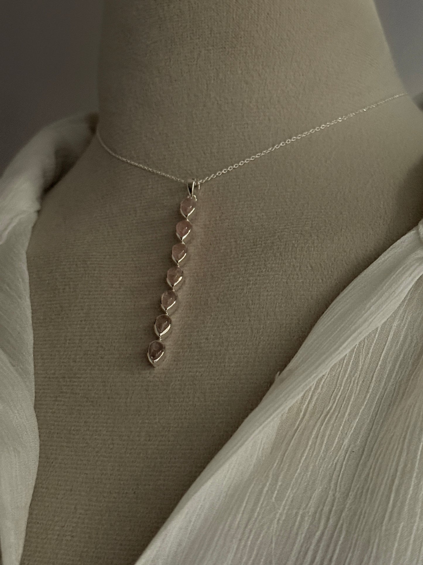 Pink Tourmaline Pear Straight 925 Sterling Silver Pendant