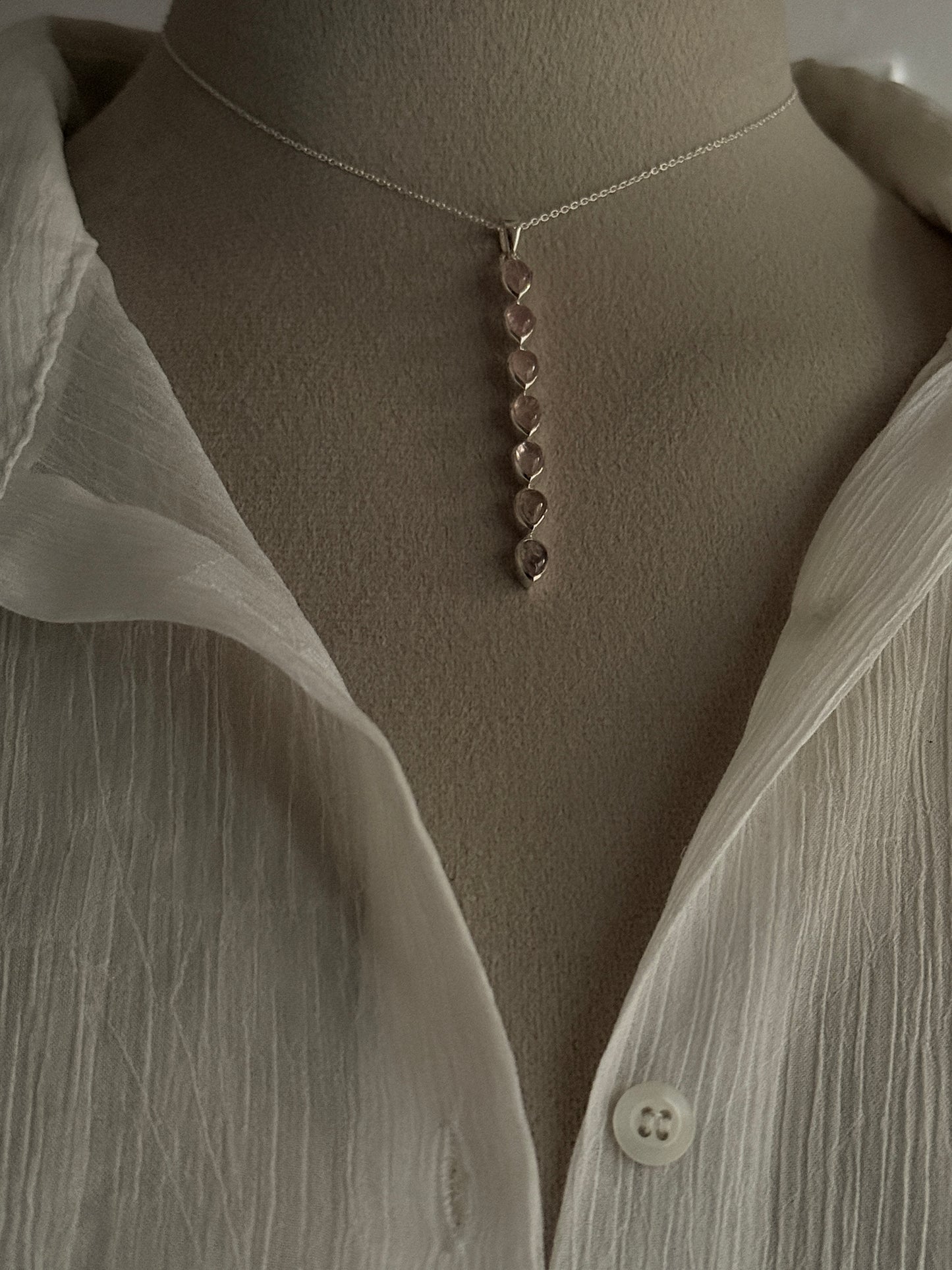 Pink Tourmaline Pear Straight 925 Sterling Silver Pendant