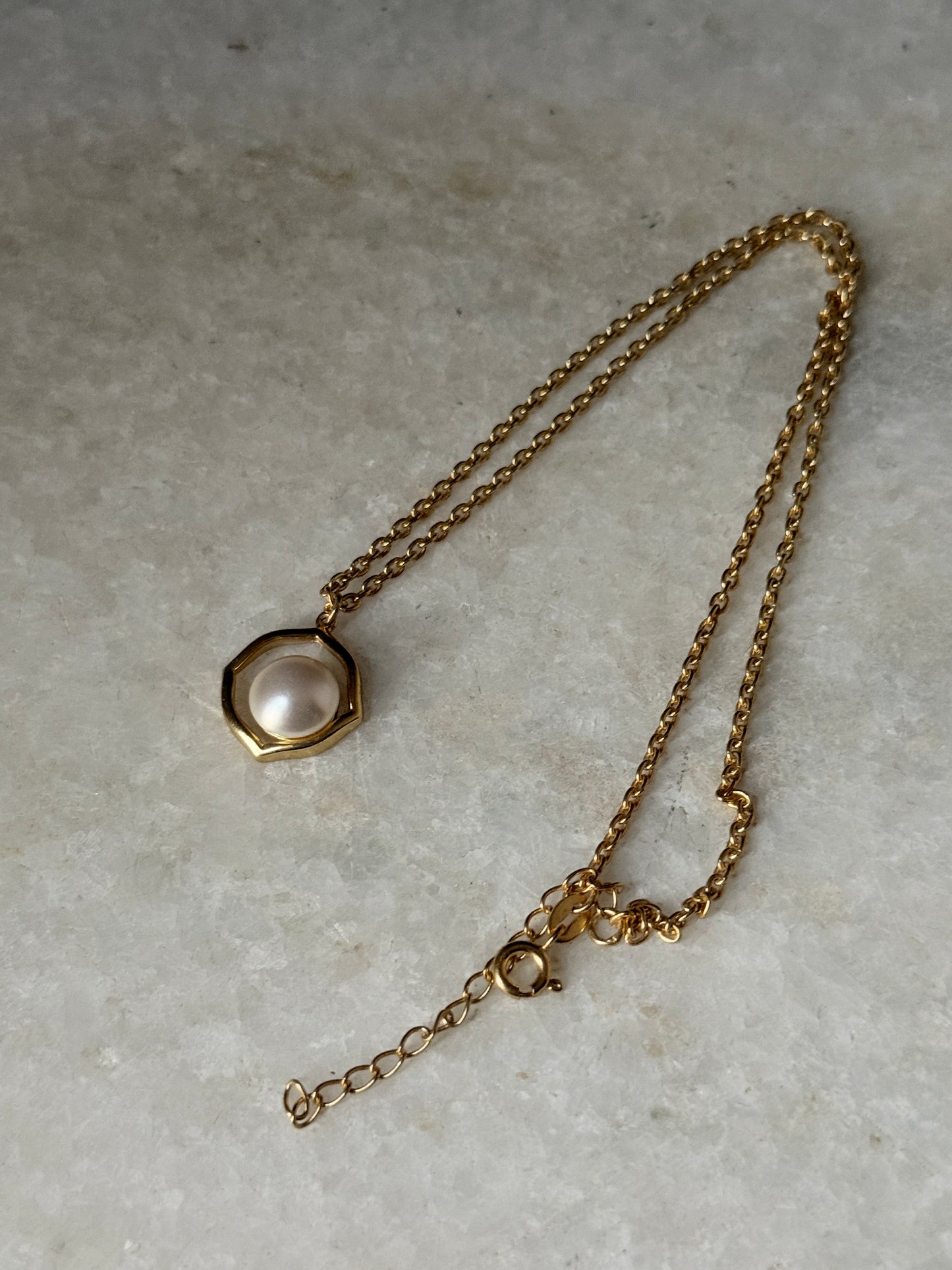 handcrafted gold plated pearl necklace in 925 sterling silver