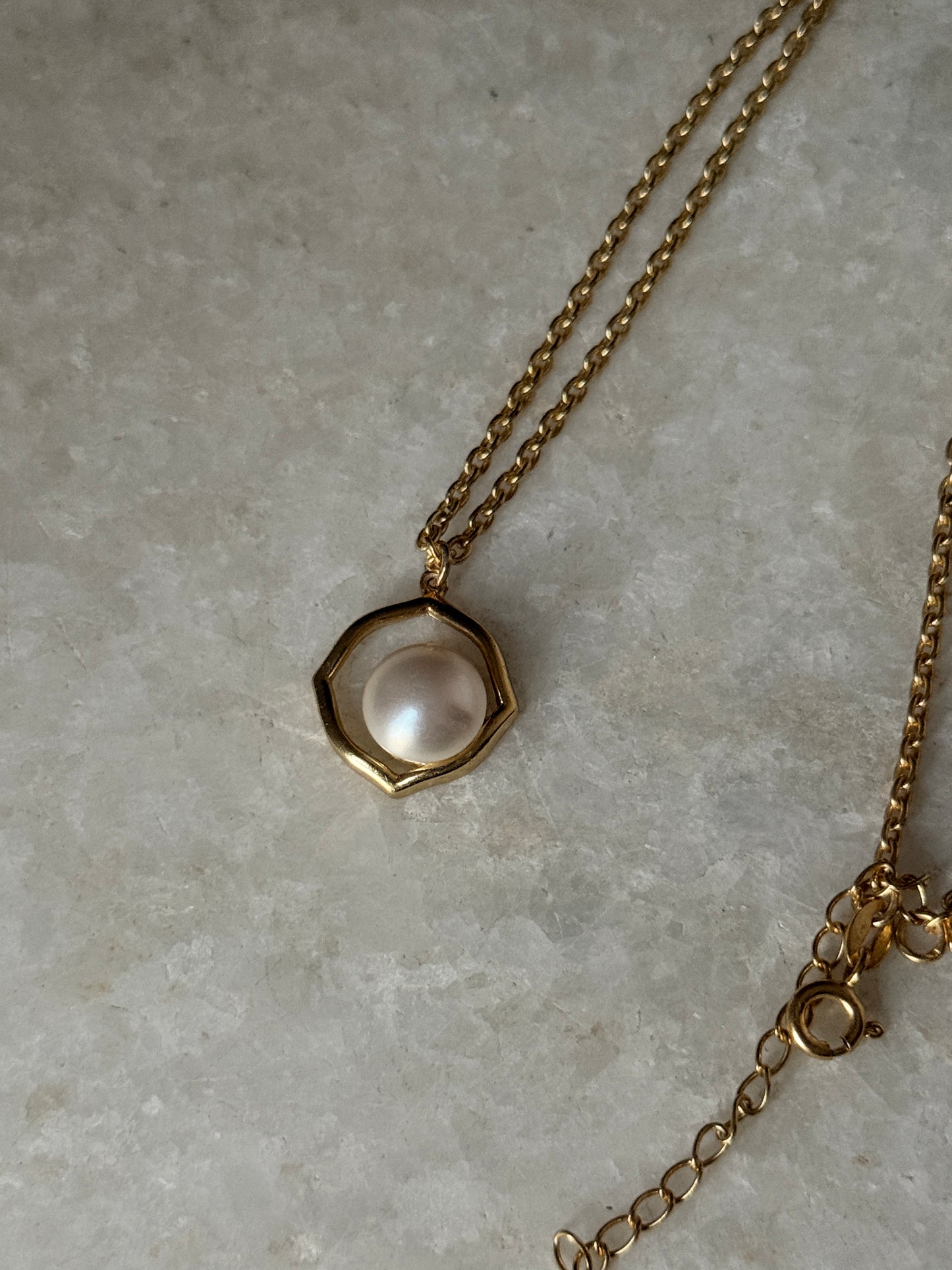 925 sterling silver gold plated pearl necklace  