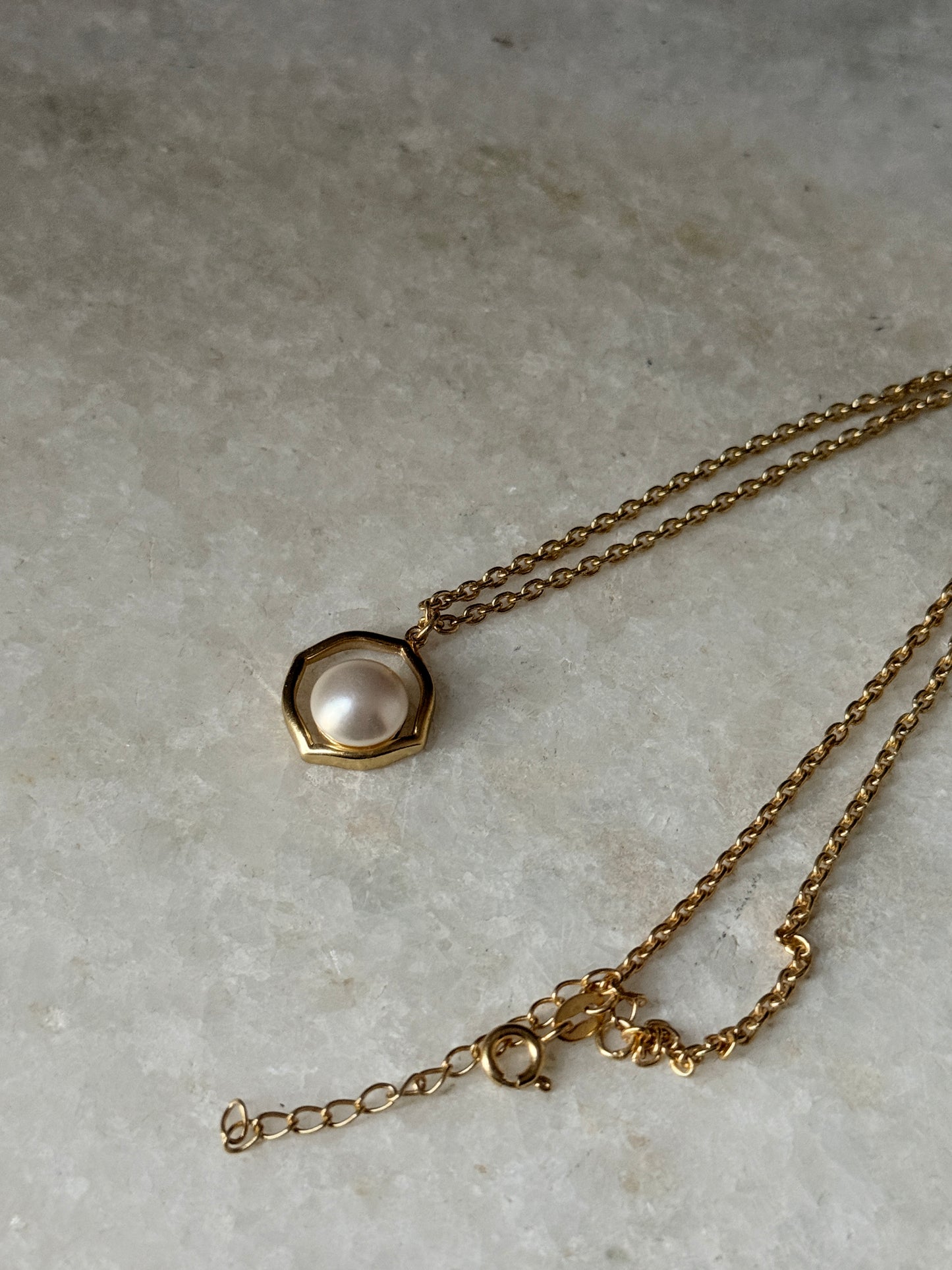 elegant 925 sterling silver gold plated pearl necklace