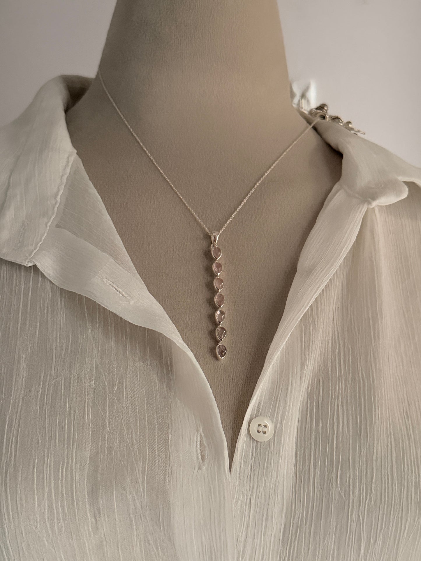 Pink Tourmaline Pear Straight 925 Sterling Silver Pendant