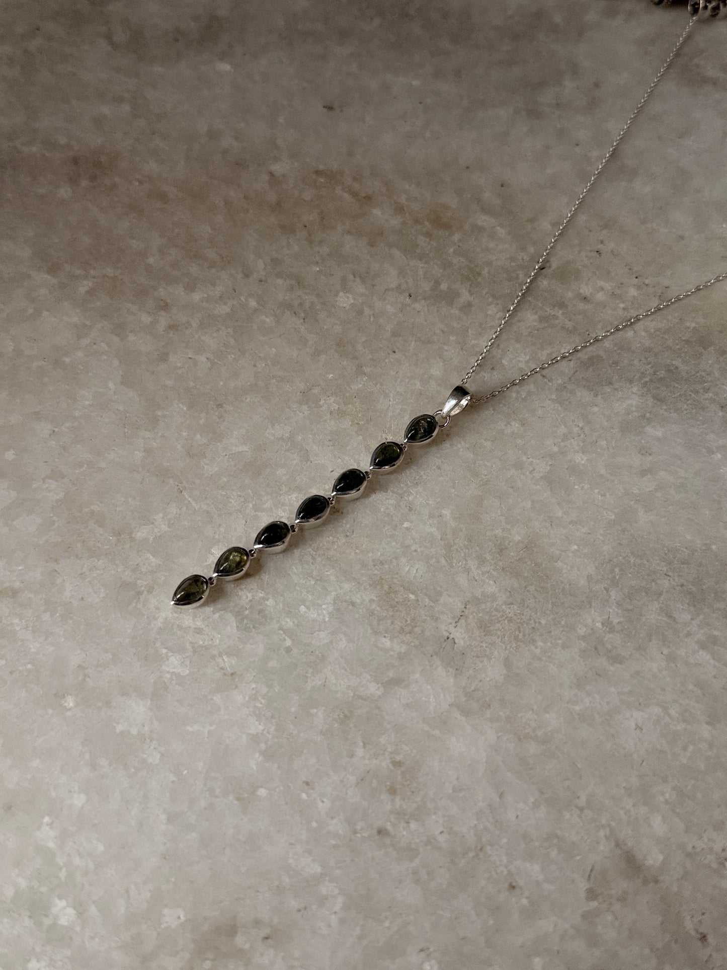 Green Tourmaline Pear Straight 925 Sterling Silver Pendant