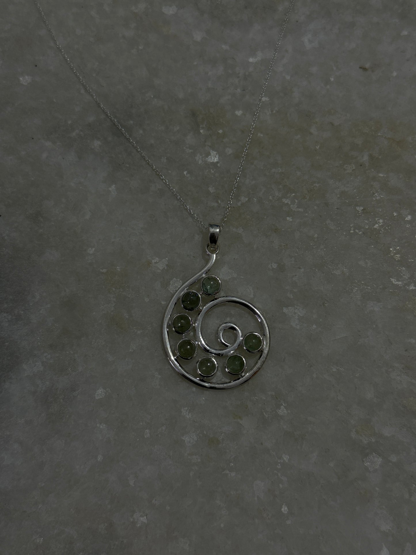 Green Tourmaline Spiral 925 Sterling Silver Pendant