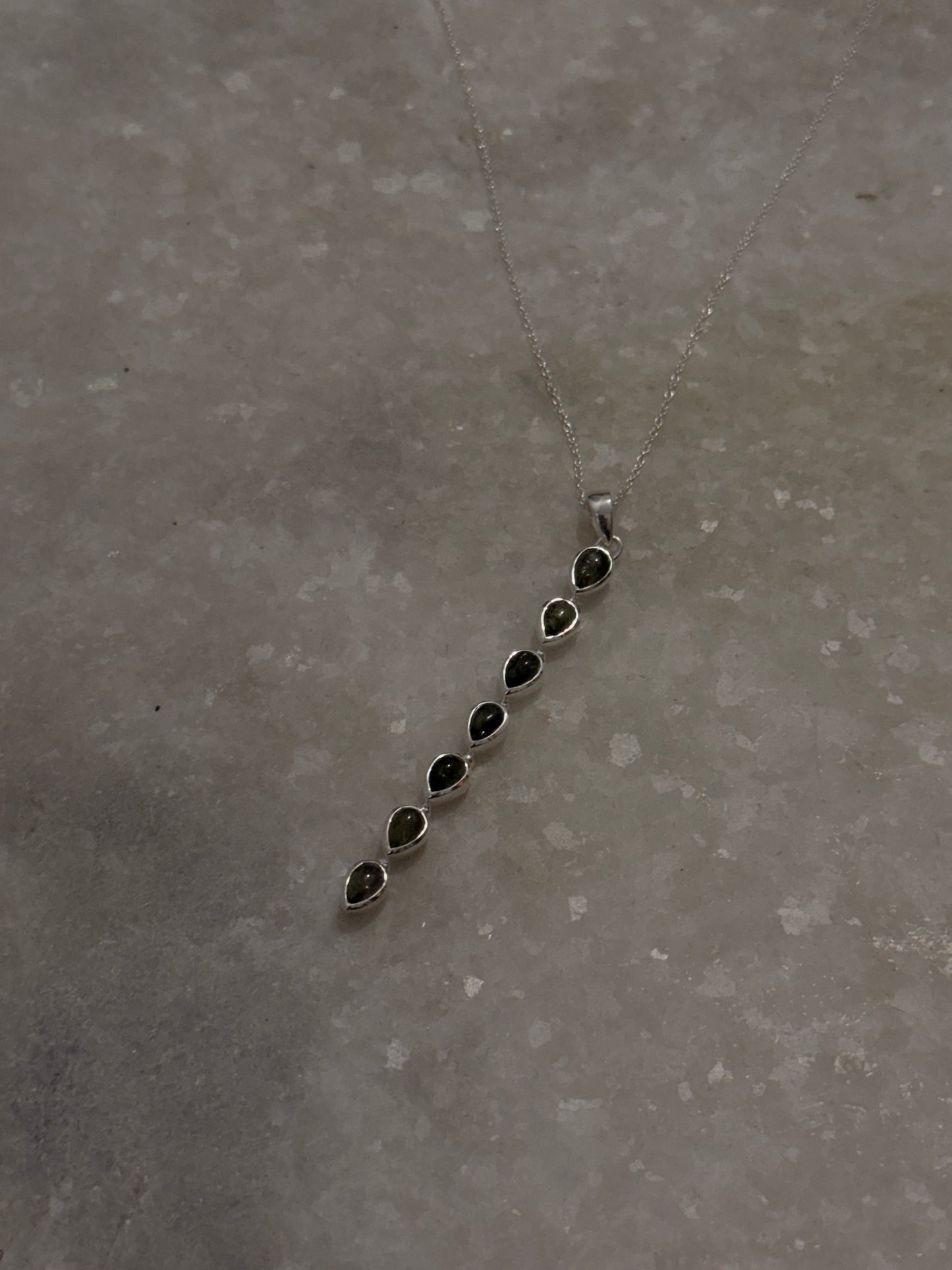 Green Tourmaline Pear Straight 925 Sterling Silver Pendant