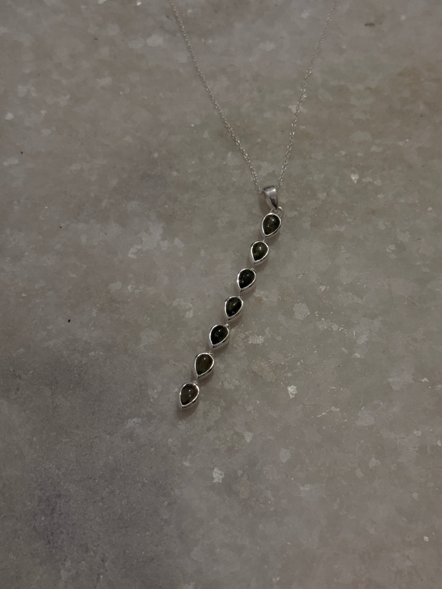 Green Tourmaline Pear Straight 925 Sterling Silver Pendant