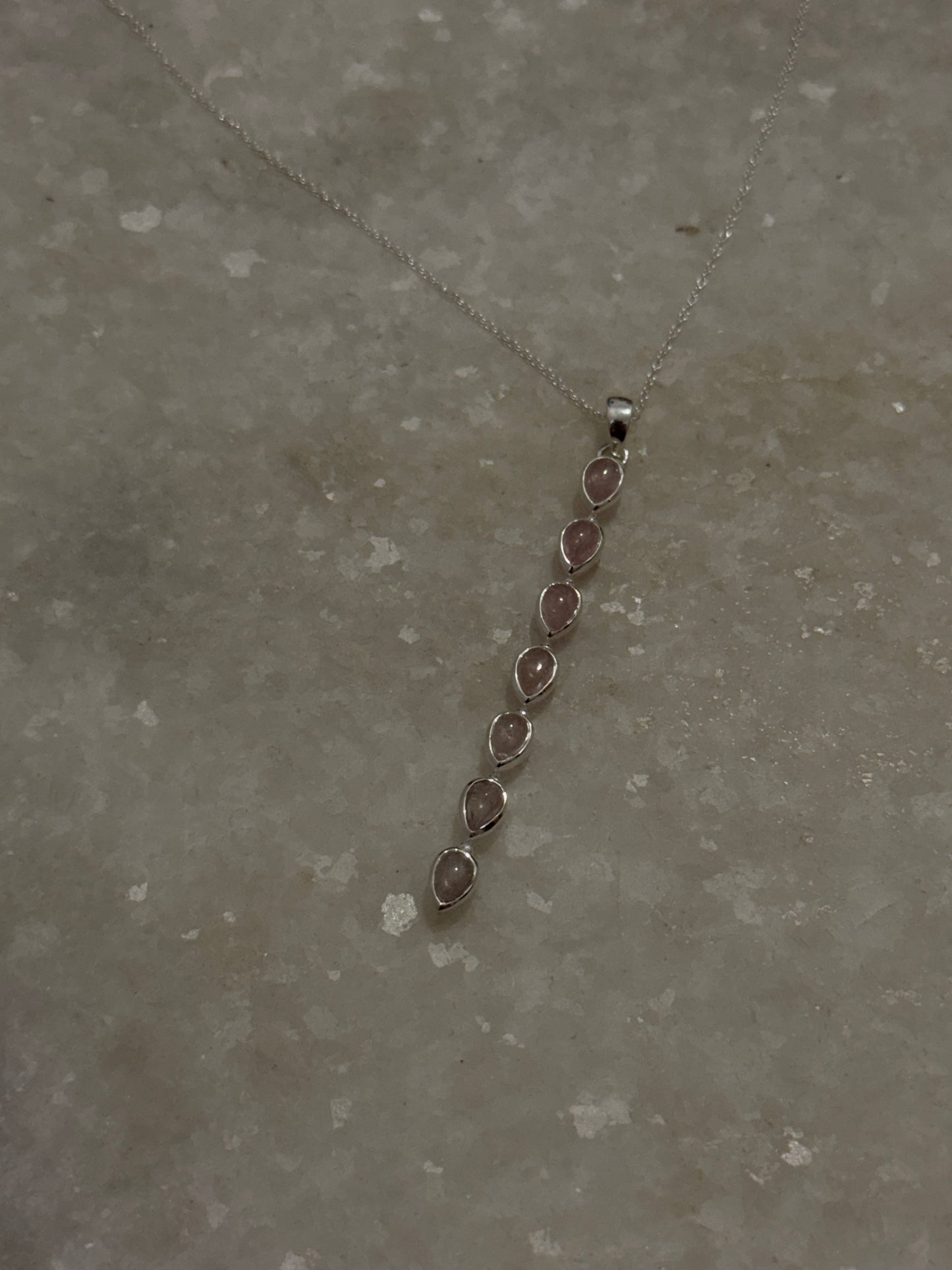 Pink Tourmaline Pear Straight 925 Sterling Silver Pendant