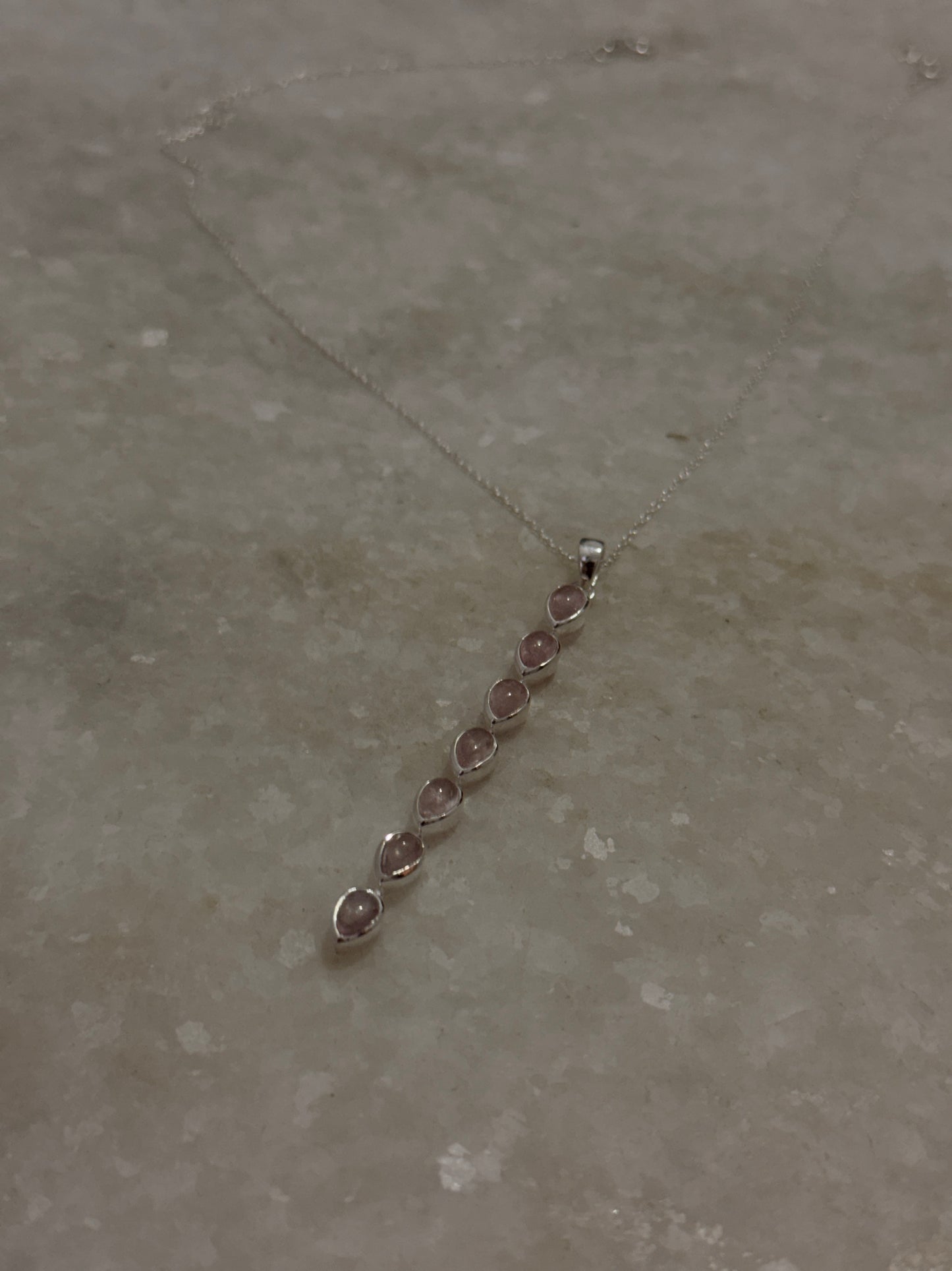 Pink Tourmaline Pear Straight 925 Sterling Silver Pendant