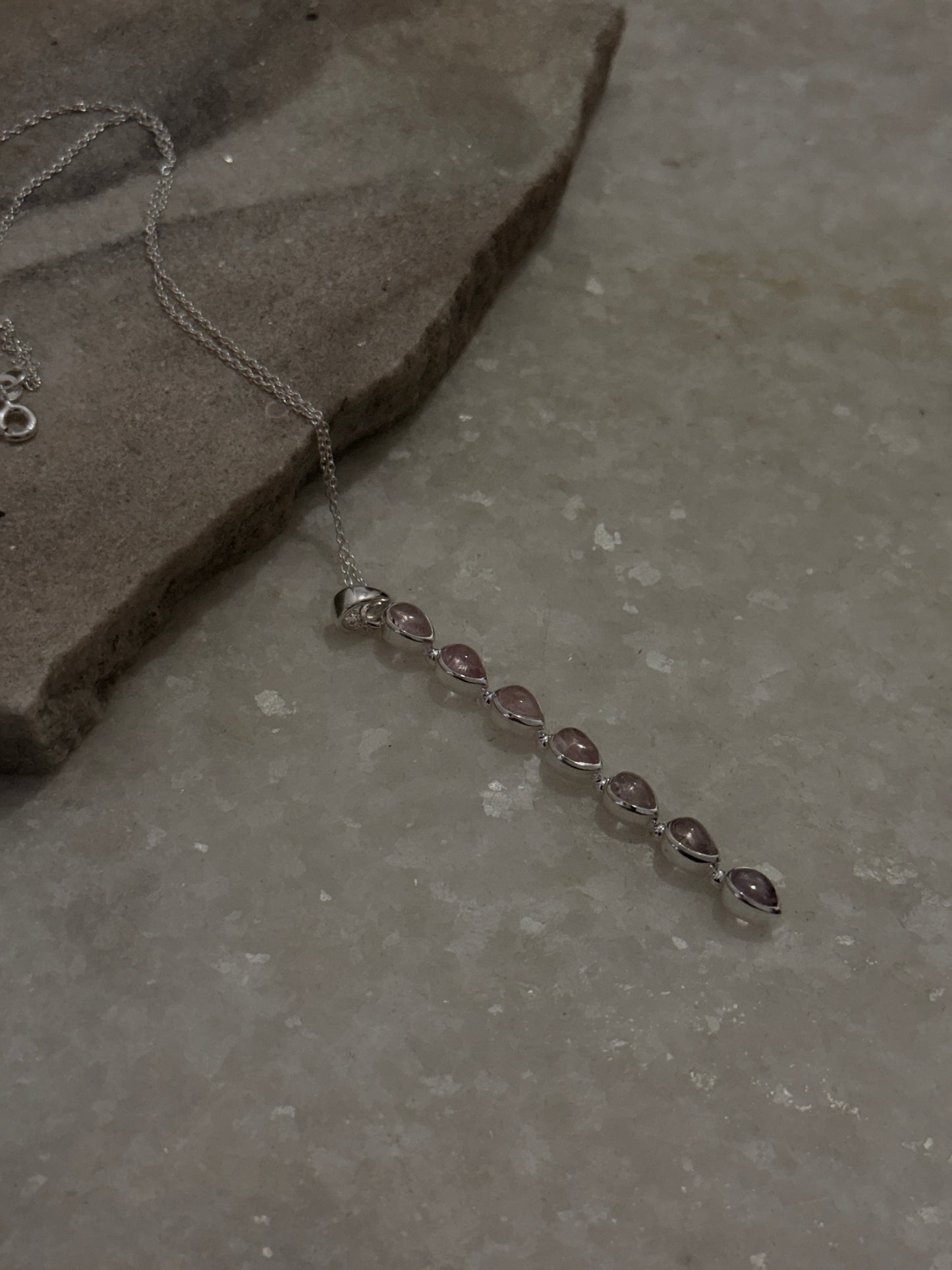 Pink Tourmaline Pear Straight 925 Sterling Silver Pendant