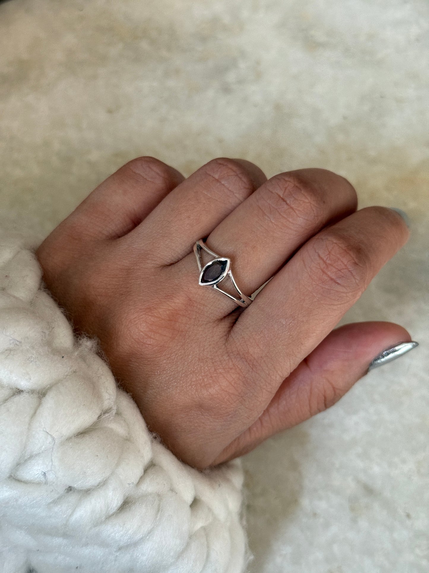 925 sterling silver smokey quartz marquise gemstone ring  