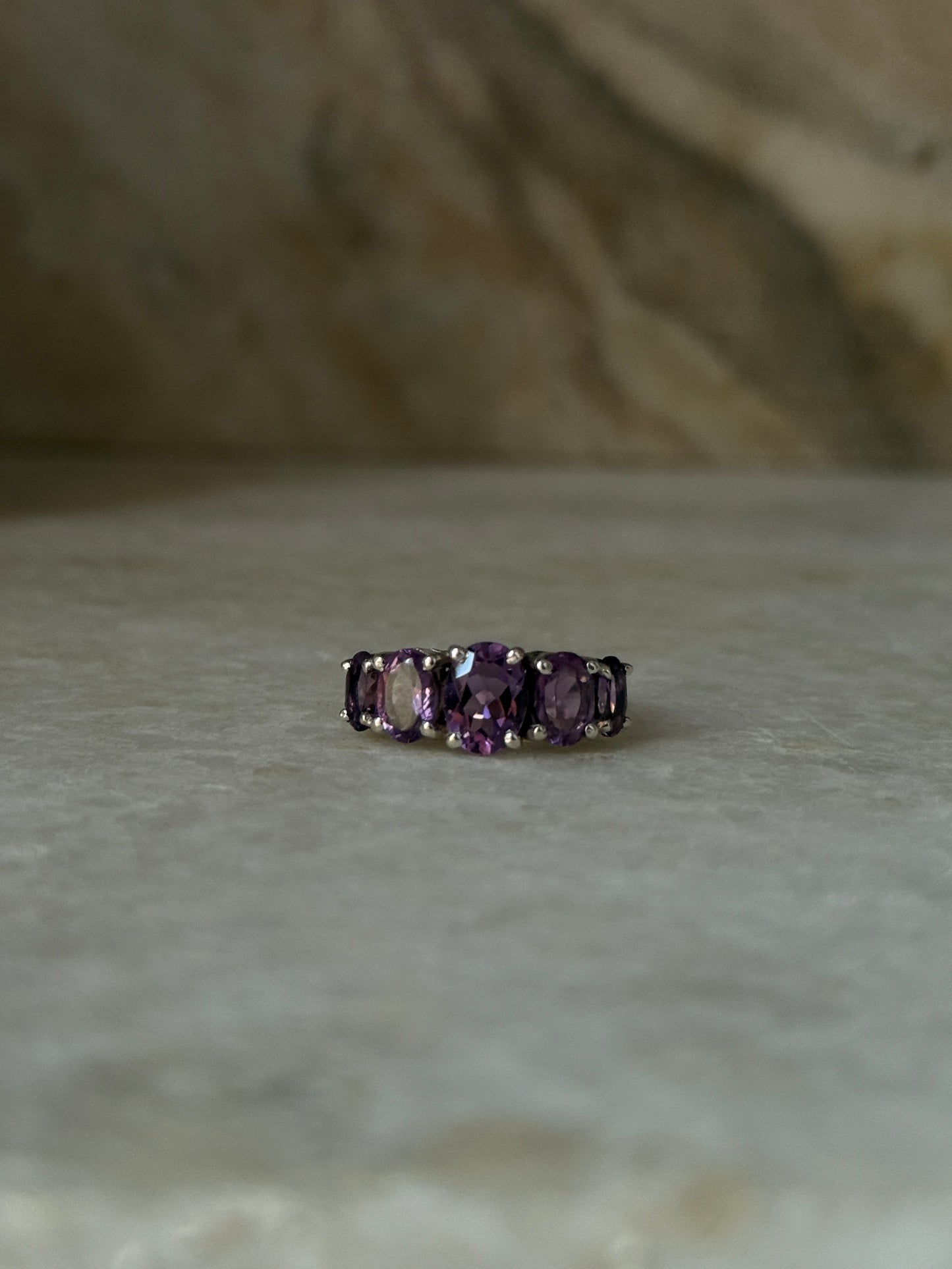 Vintage Style AAA Amethyst Oval Cut Band 925 Sterling Silver Ring