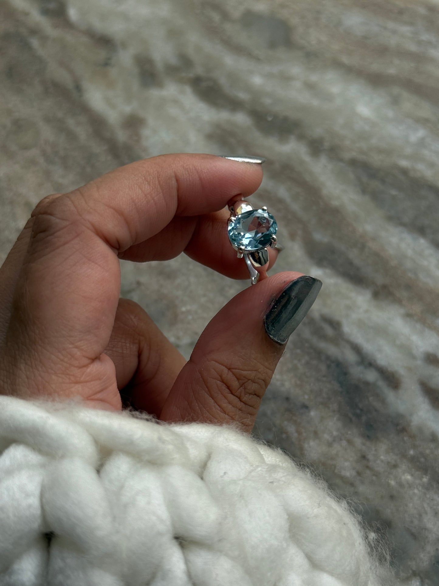 Blue Topaz Wavy Band 925 Sterling Silver Ring