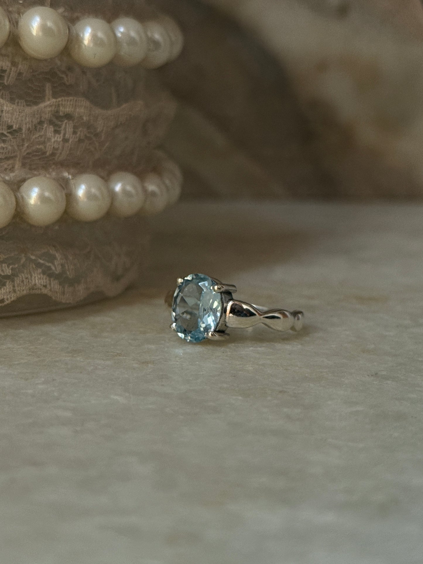 Blue Topaz Wavy Band 925 Sterling Silver Ring