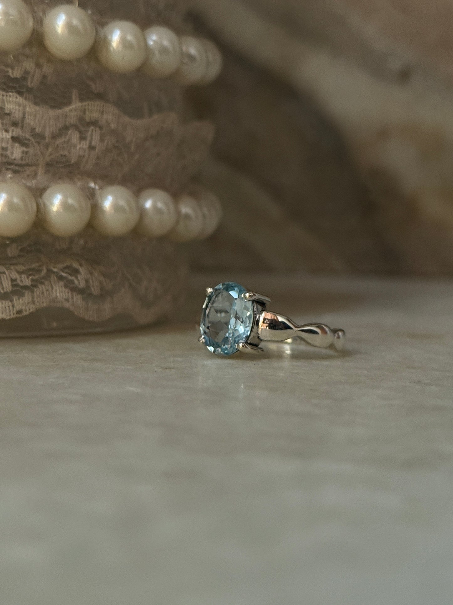 Blue Topaz Wavy Band 925 Sterling Silver Ring