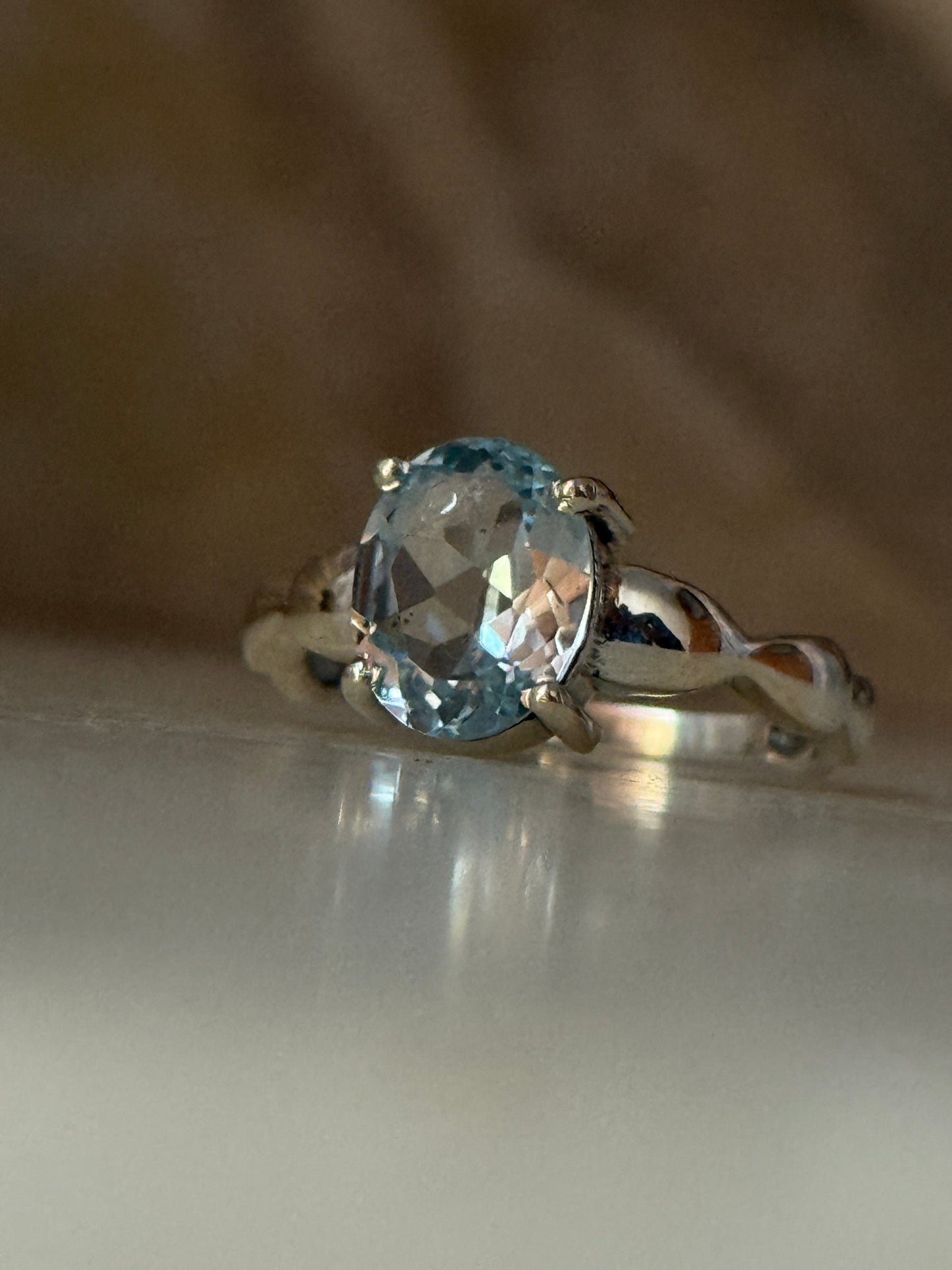 Blue Topaz Wavy Band 925 Sterling Silver Ring