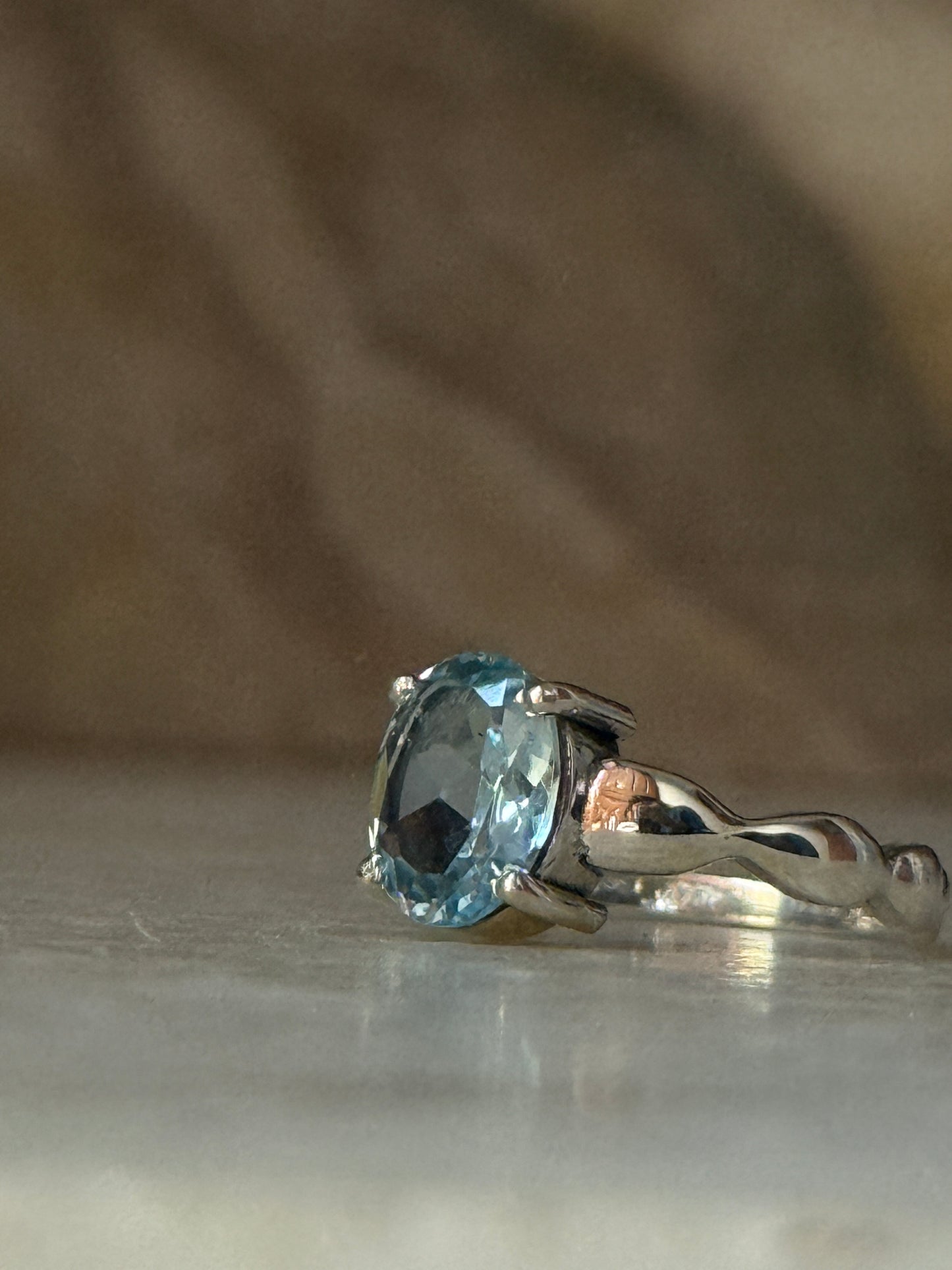 Blue Topaz Wavy Band 925 Sterling Silver Ring